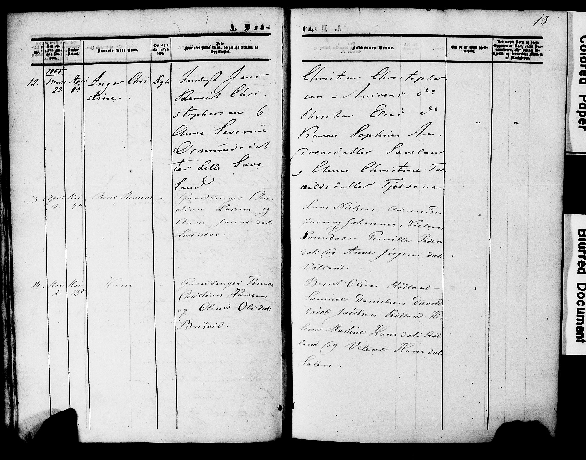 Herad sokneprestkontor, AV/SAK-1111-0018/F/Fa/Faa/L0005: Parish register (official) no. A 5, 1853-1886, p. 13