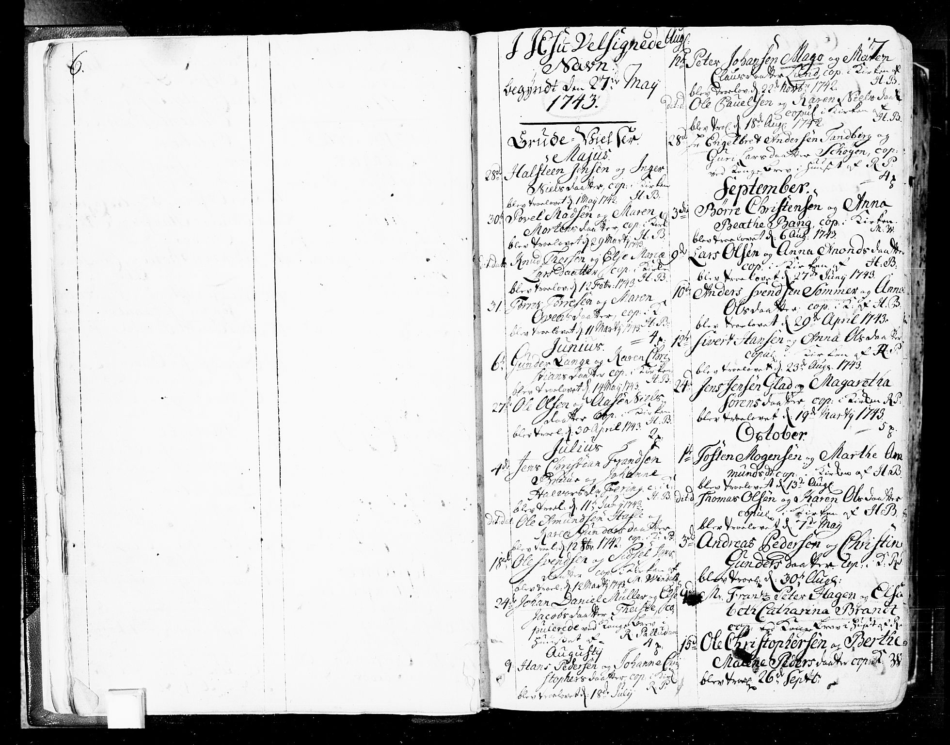 Oslo domkirke Kirkebøker, AV/SAO-A-10752/F/Fa/L0004: Parish register (official) no. 4, 1743-1786, p. 6-7