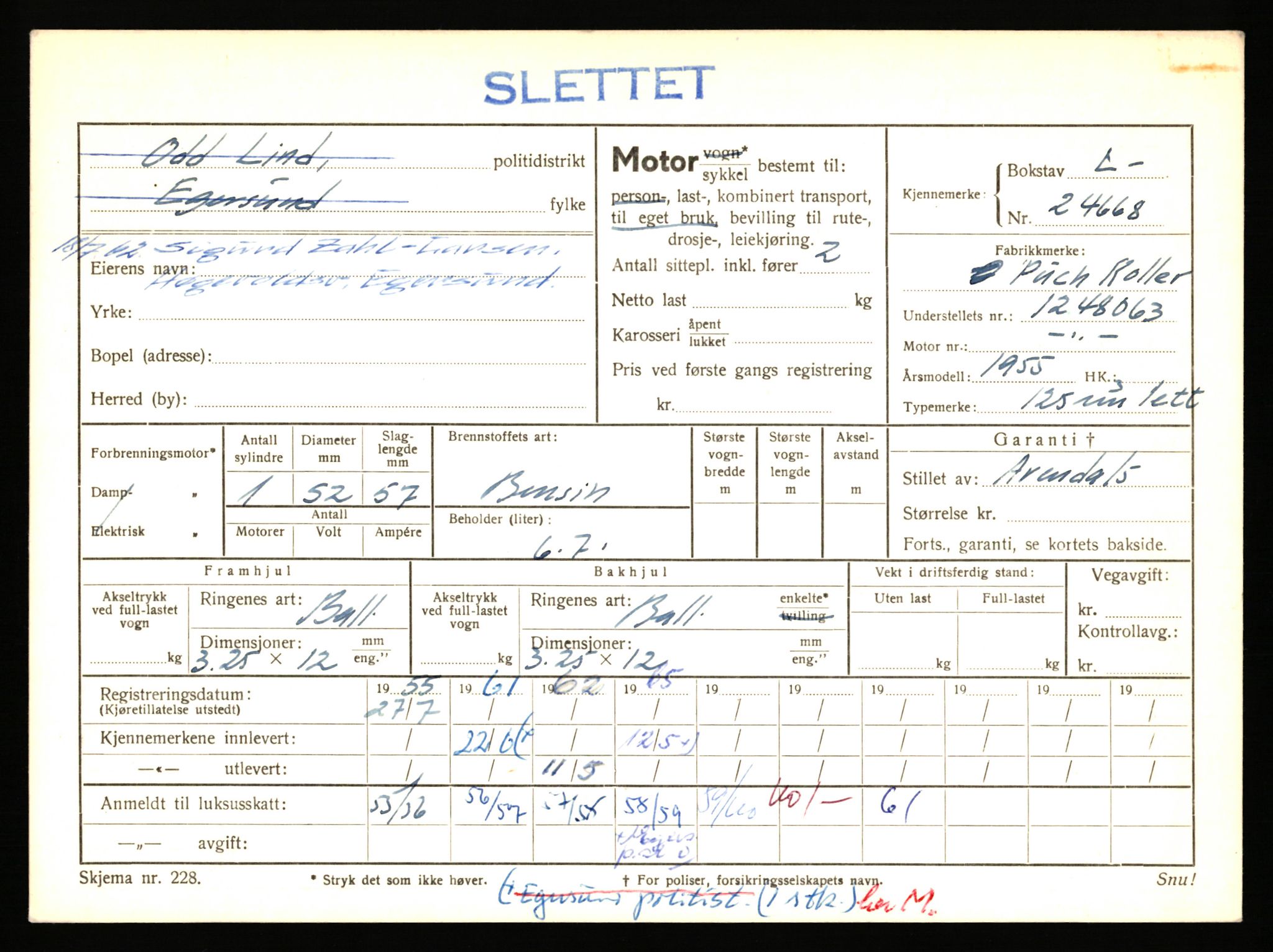 Stavanger trafikkstasjon, AV/SAST-A-101942/0/F/L0042: L-24600 - L-25233, 1930-1971, p. 285