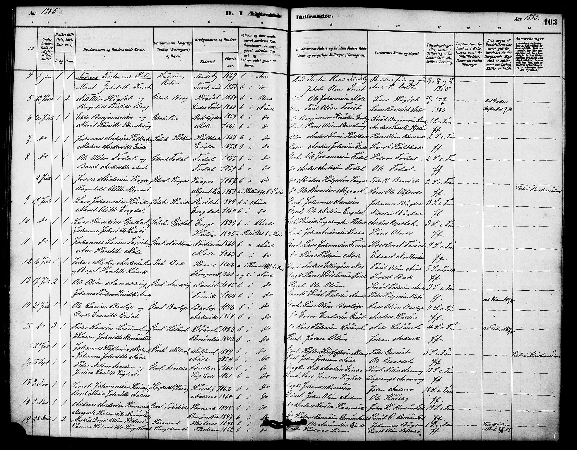 Ministerialprotokoller, klokkerbøker og fødselsregistre - Møre og Romsdal, AV/SAT-A-1454/578/L0906: Parish register (official) no. 578A05, 1878-1886, p. 103