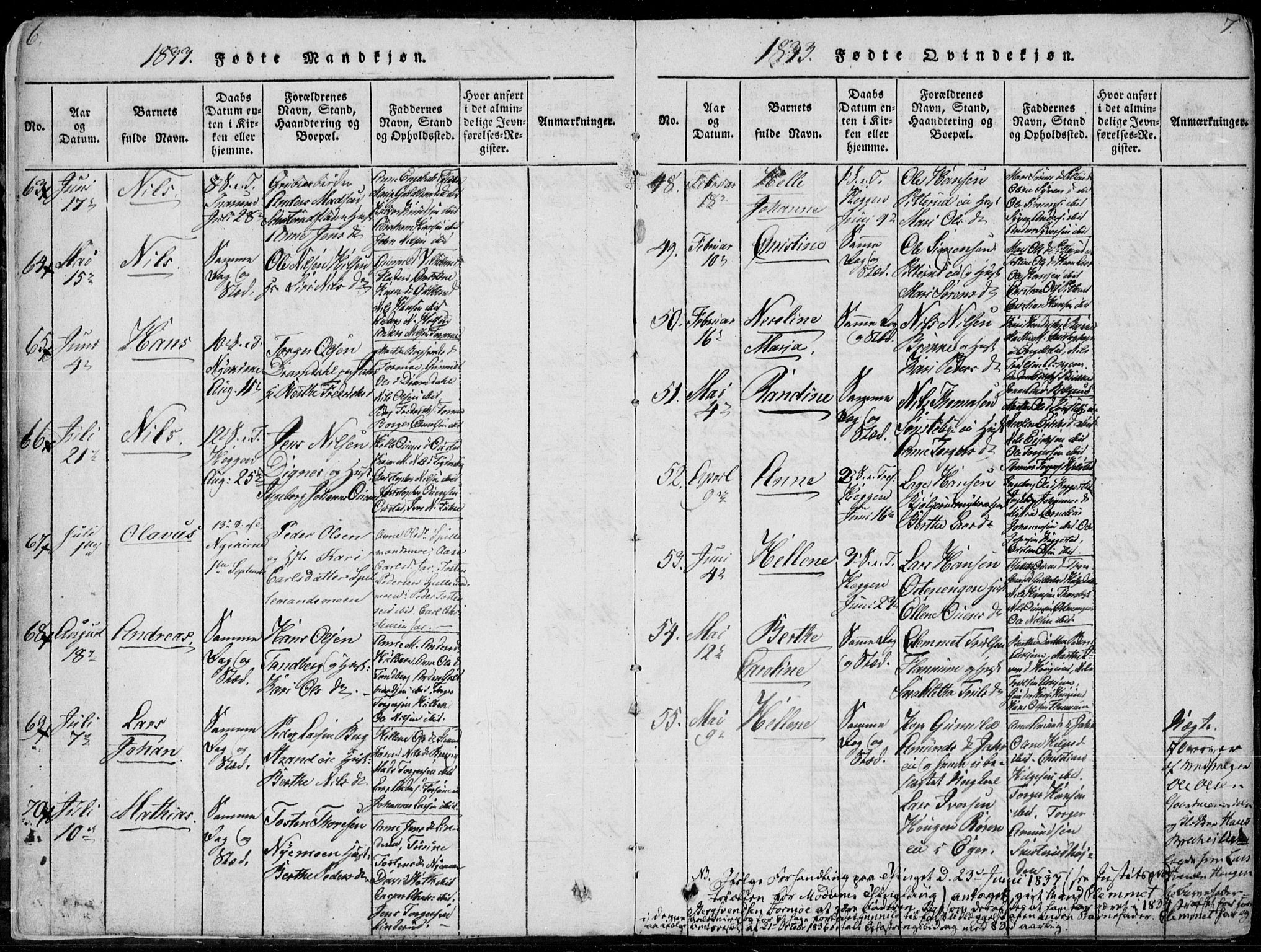 Modum kirkebøker, AV/SAKO-A-234/F/Fa/L0006: Parish register (official) no. 6, 1832-1841, p. 6-7