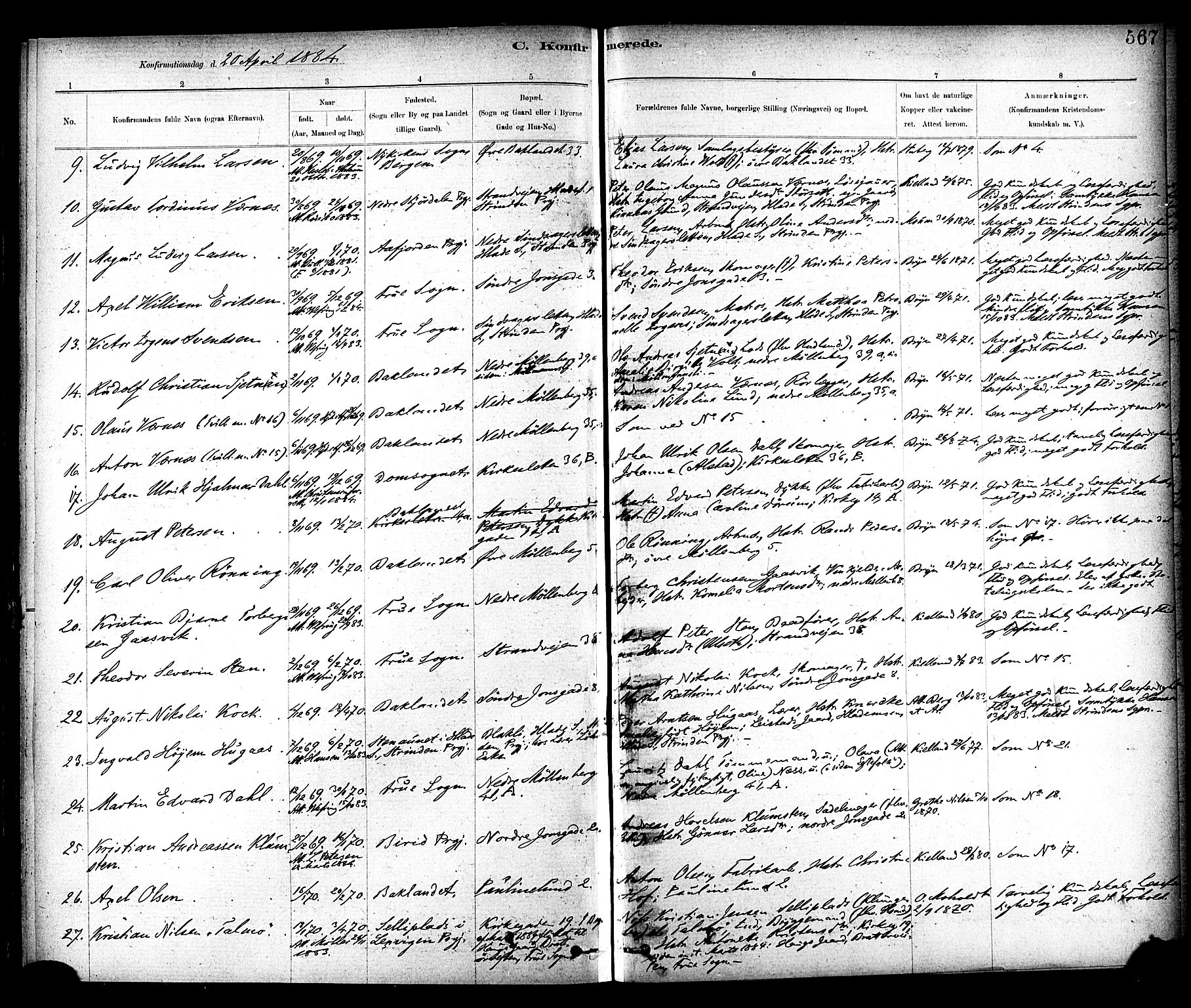 Ministerialprotokoller, klokkerbøker og fødselsregistre - Sør-Trøndelag, SAT/A-1456/604/L0188: Parish register (official) no. 604A09, 1878-1892, p. 567