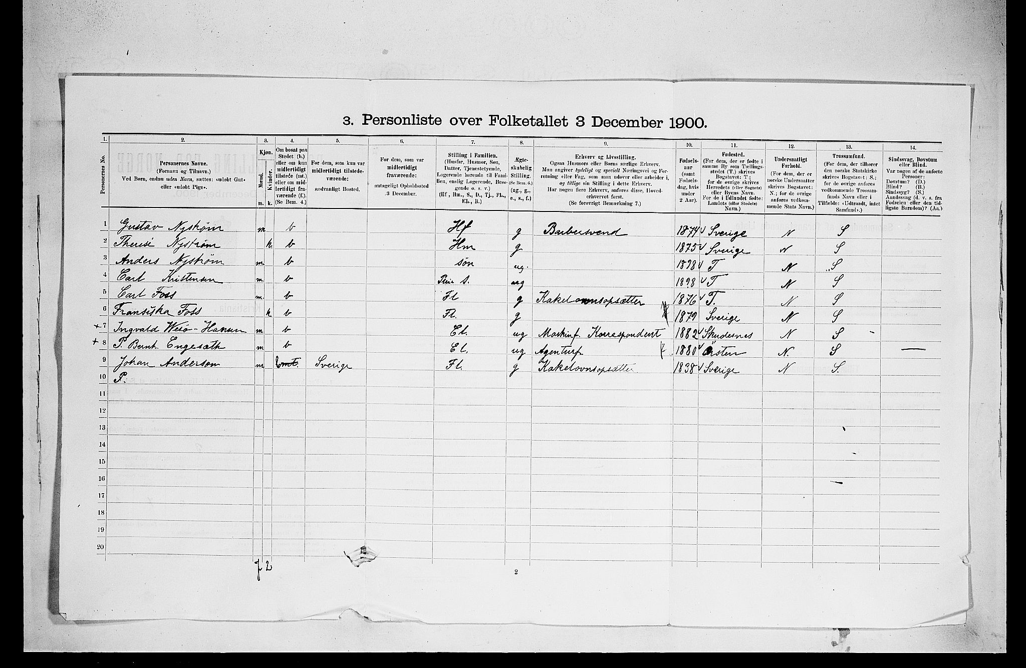 SAO, 1900 census for Kristiania, 1900, p. 14227