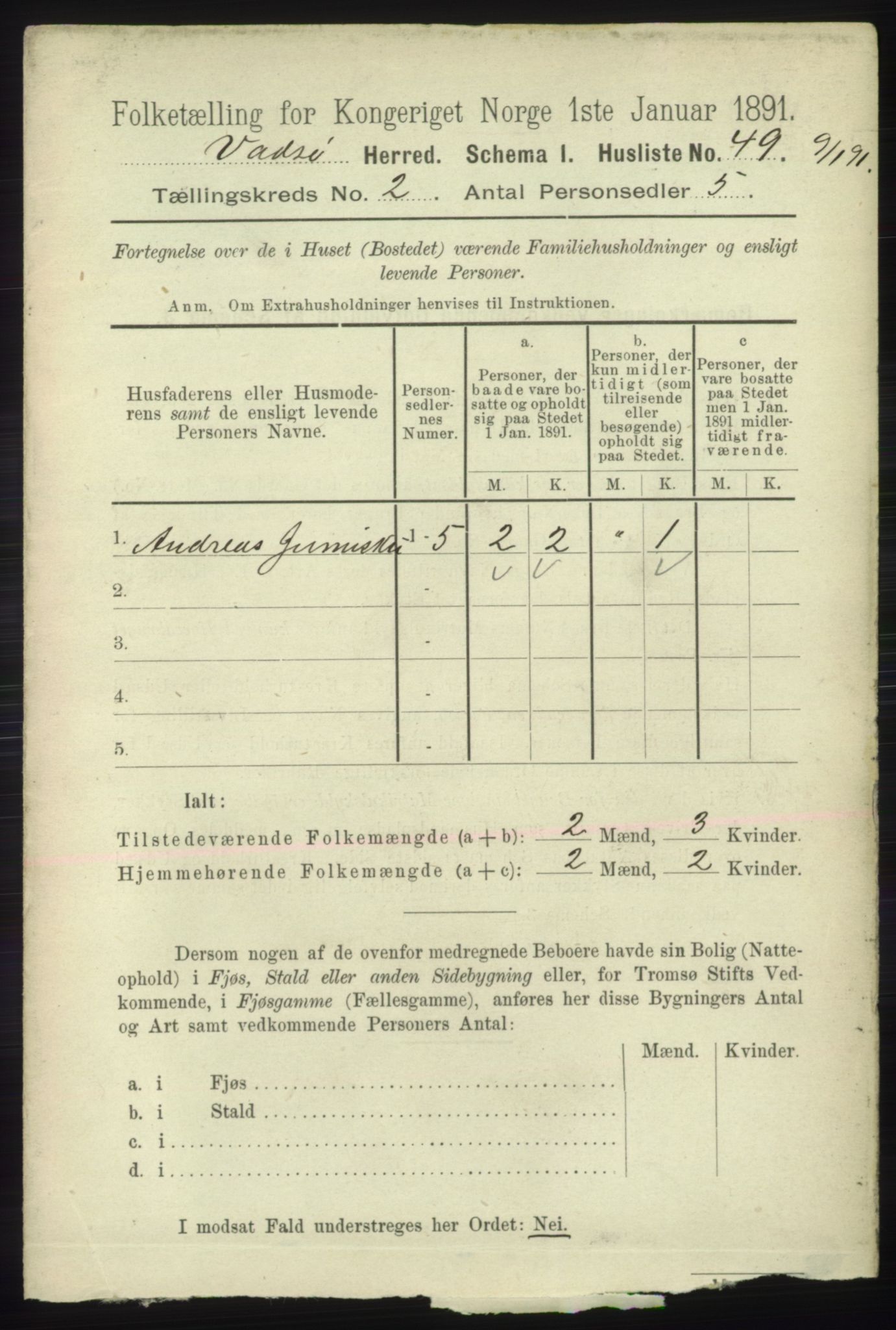 RA, 1891 census for 2029 Vadsø, 1891, p. 452