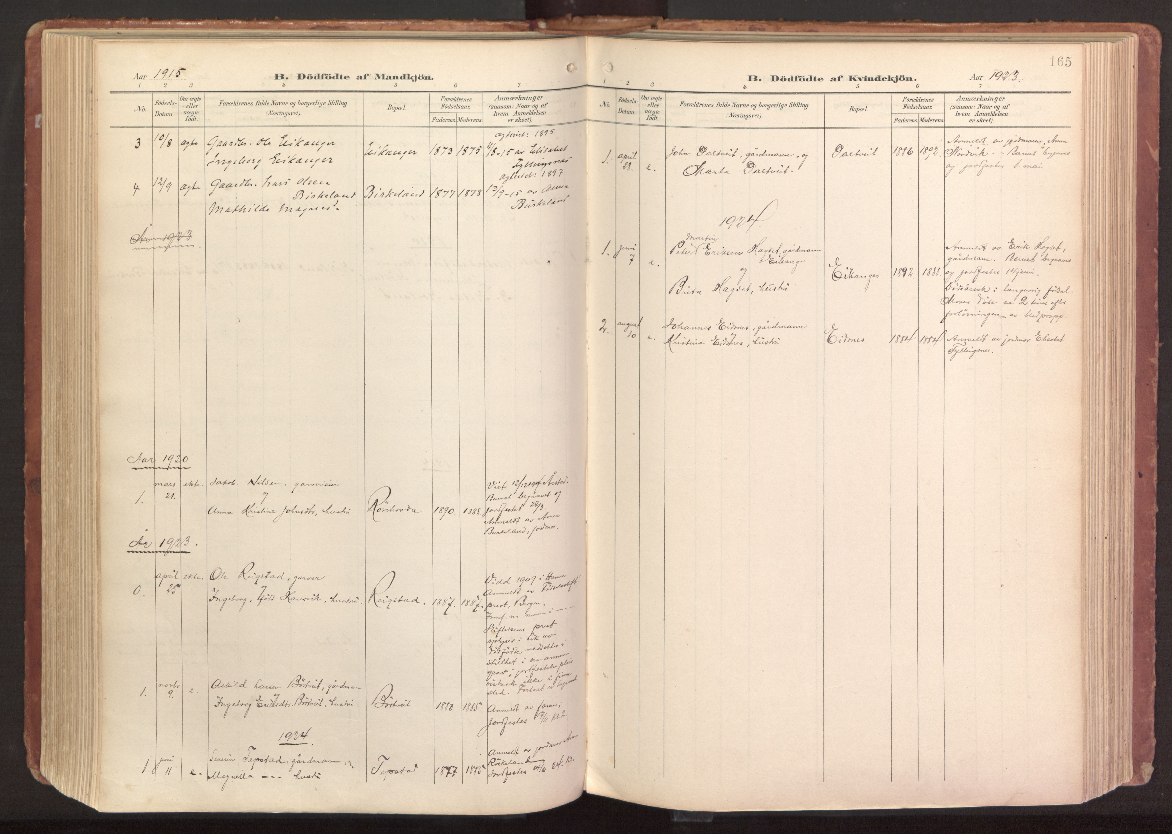 Hamre sokneprestembete, AV/SAB-A-75501/H/Ha/Haa/Haab/L0002: Parish register (official) no. B 2, 1905-1924, p. 165