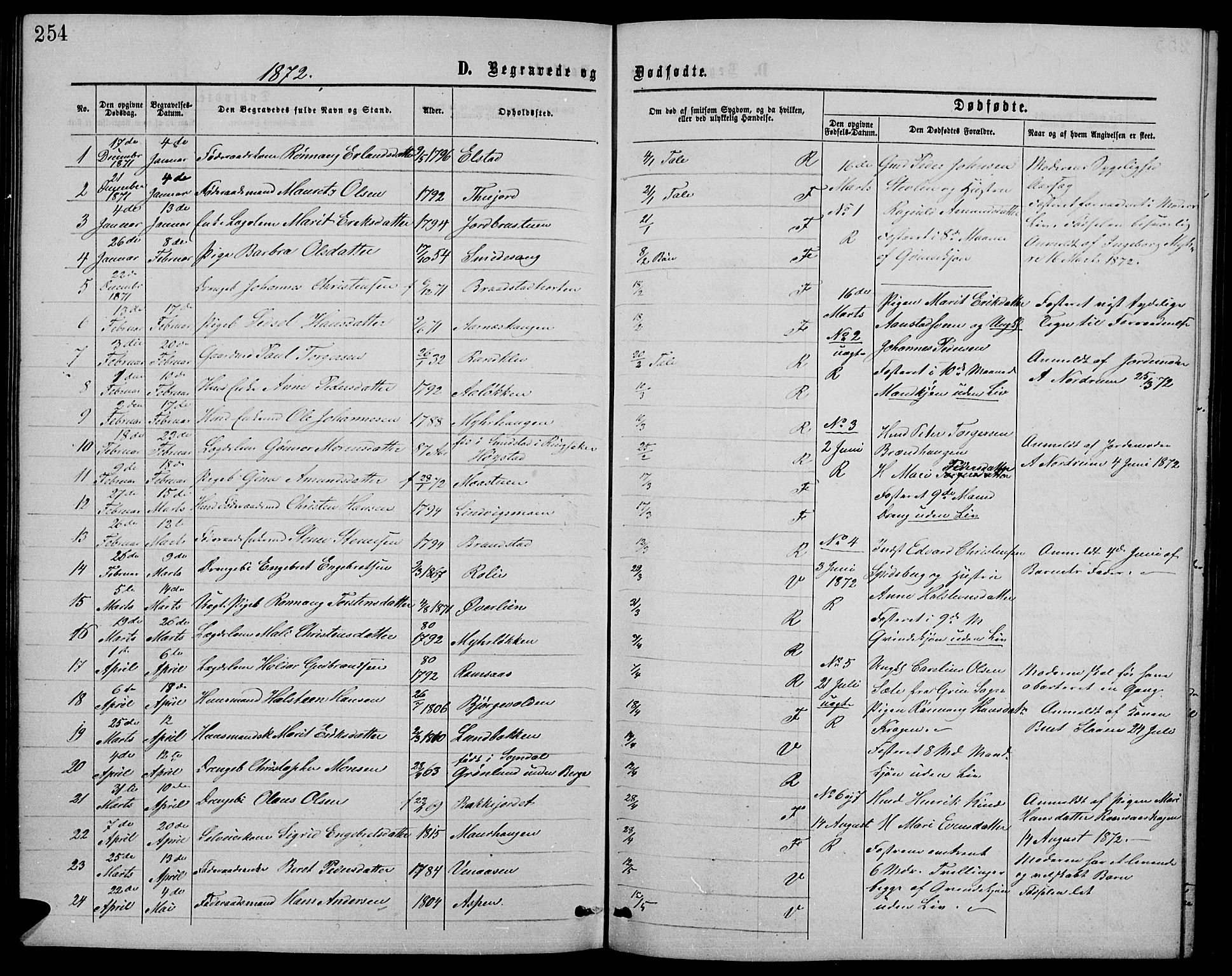 Ringebu prestekontor, SAH/PREST-082/H/Ha/Hab/L0004: Parish register (copy) no. 4, 1867-1879, p. 254