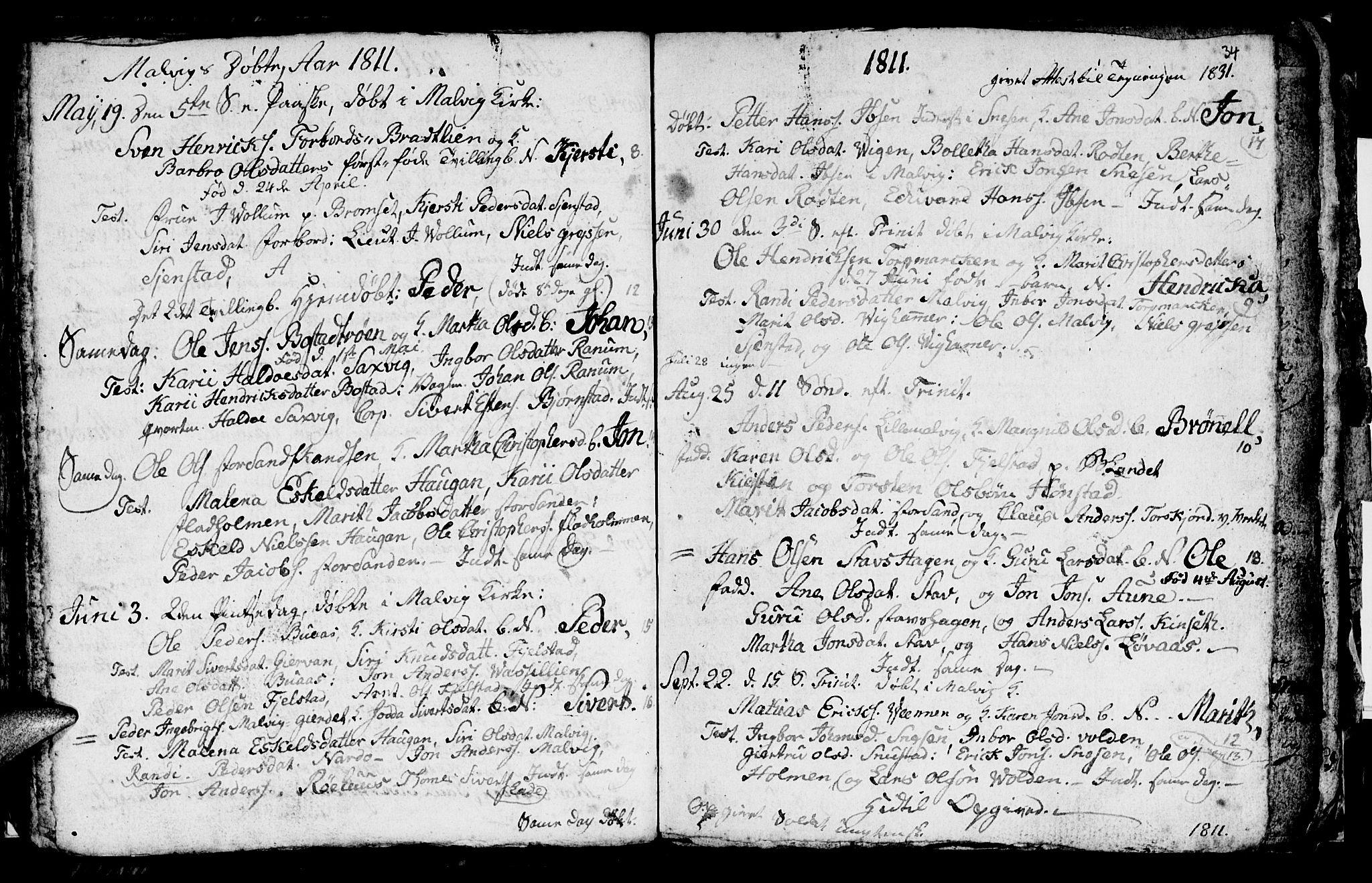 Ministerialprotokoller, klokkerbøker og fødselsregistre - Sør-Trøndelag, SAT/A-1456/616/L0419: Parish register (copy) no. 616C02, 1797-1816, p. 34