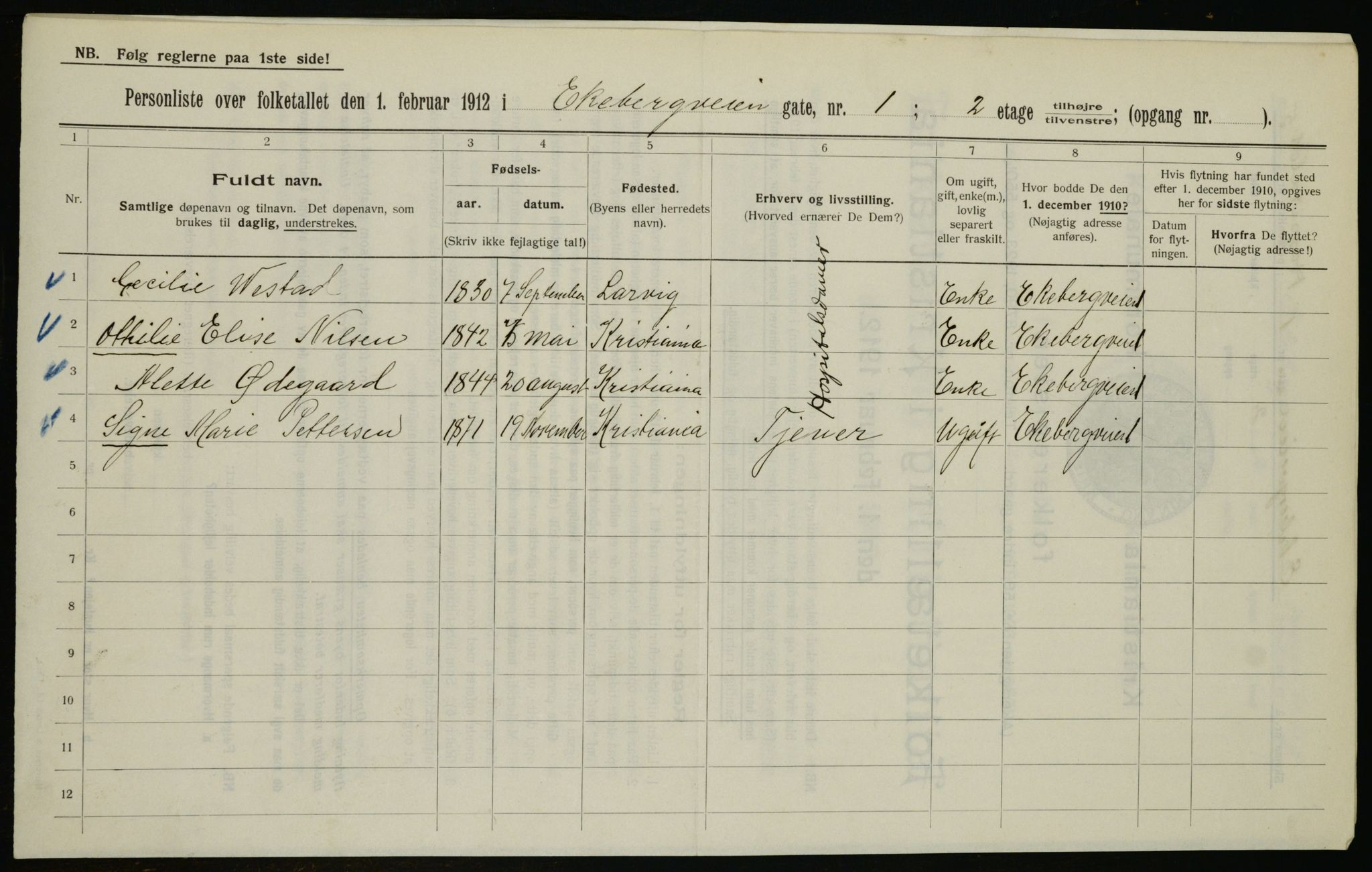 OBA, Municipal Census 1912 for Kristiania, 1912, p. 20068