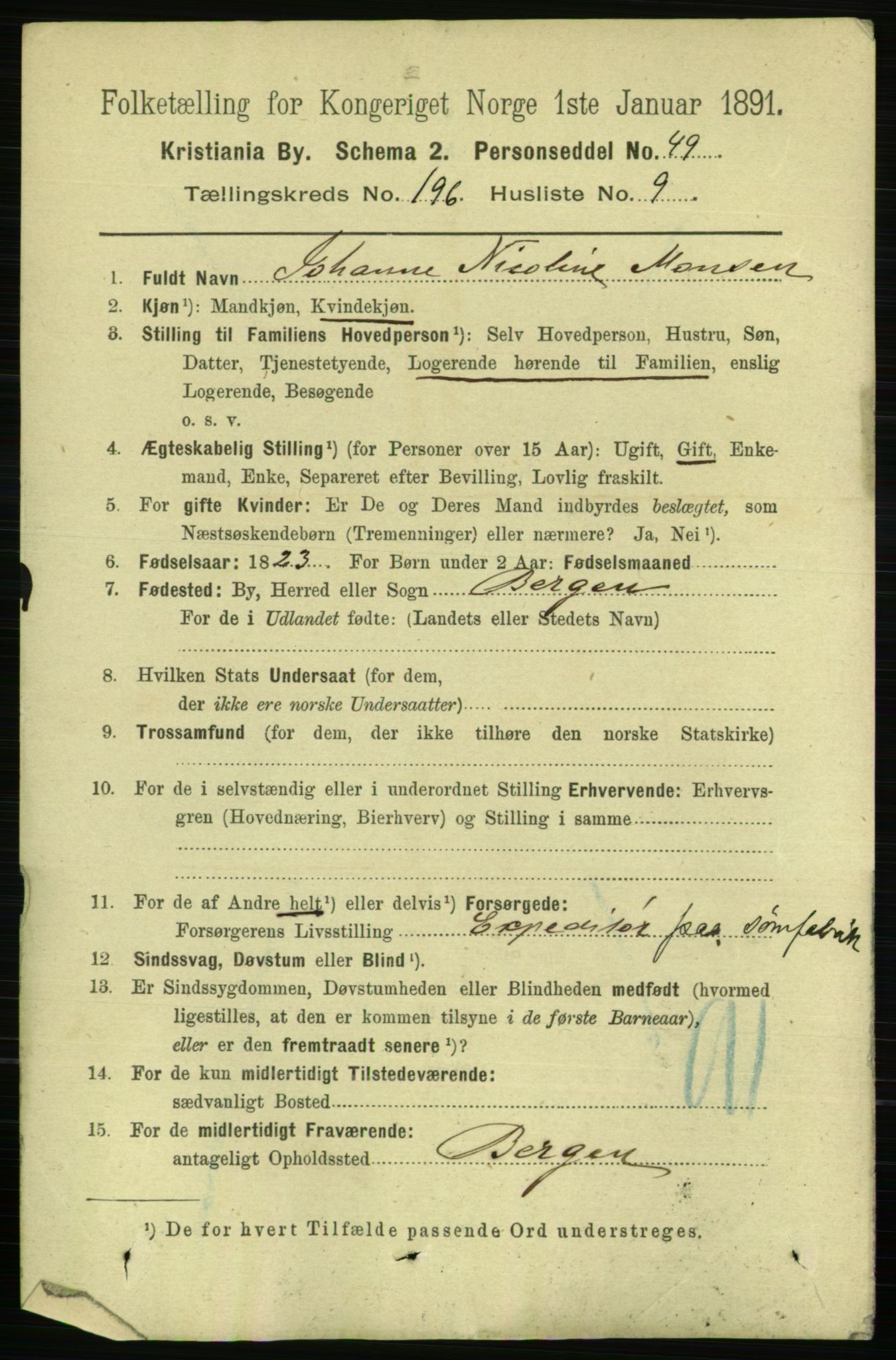 RA, 1891 census for 0301 Kristiania, 1891, p. 118648