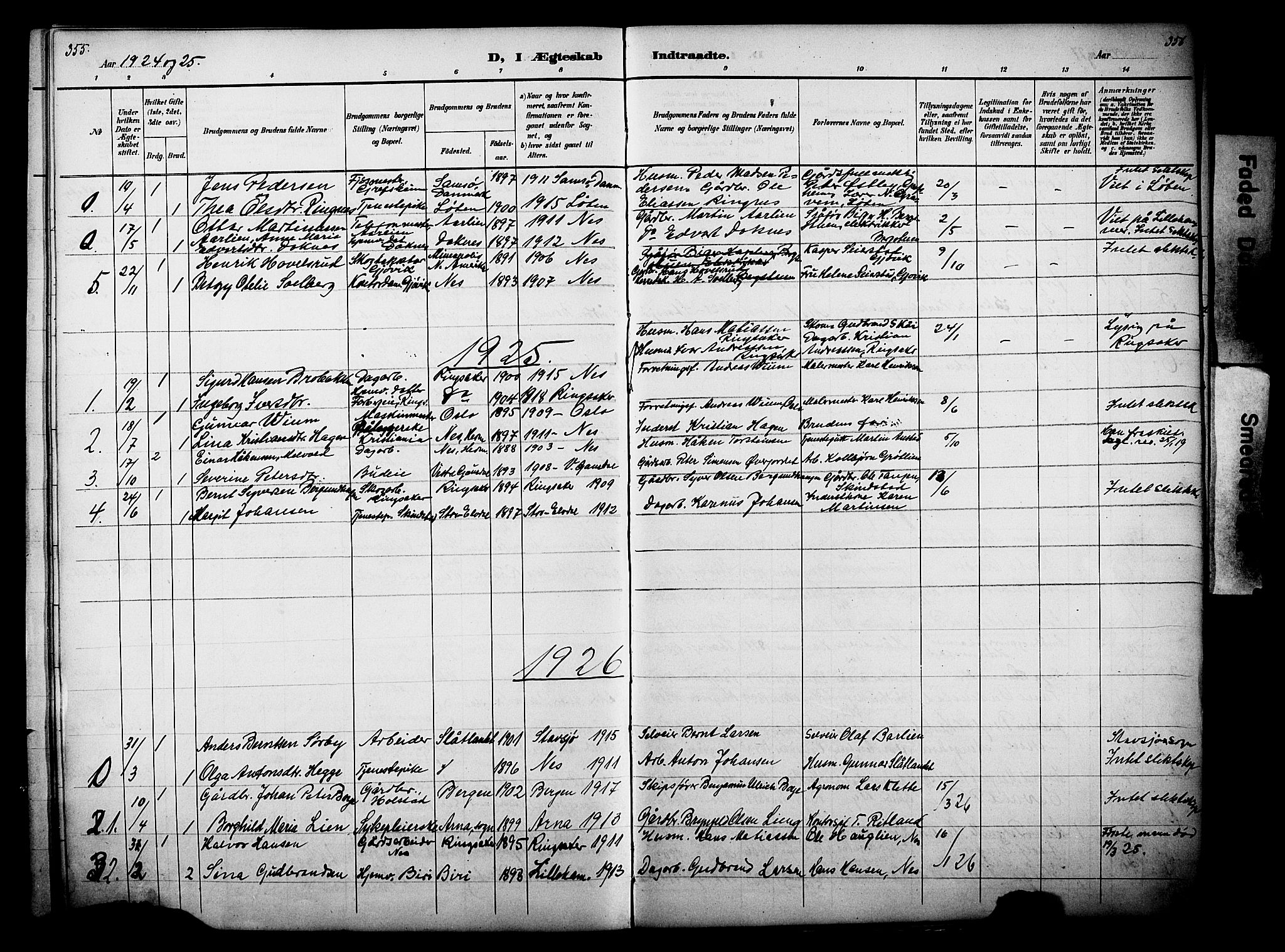 Nes prestekontor, Hedmark, SAH/PREST-020/L/La/L0006: Parish register (copy) no. 6, 1890-1932, p. 355-356
