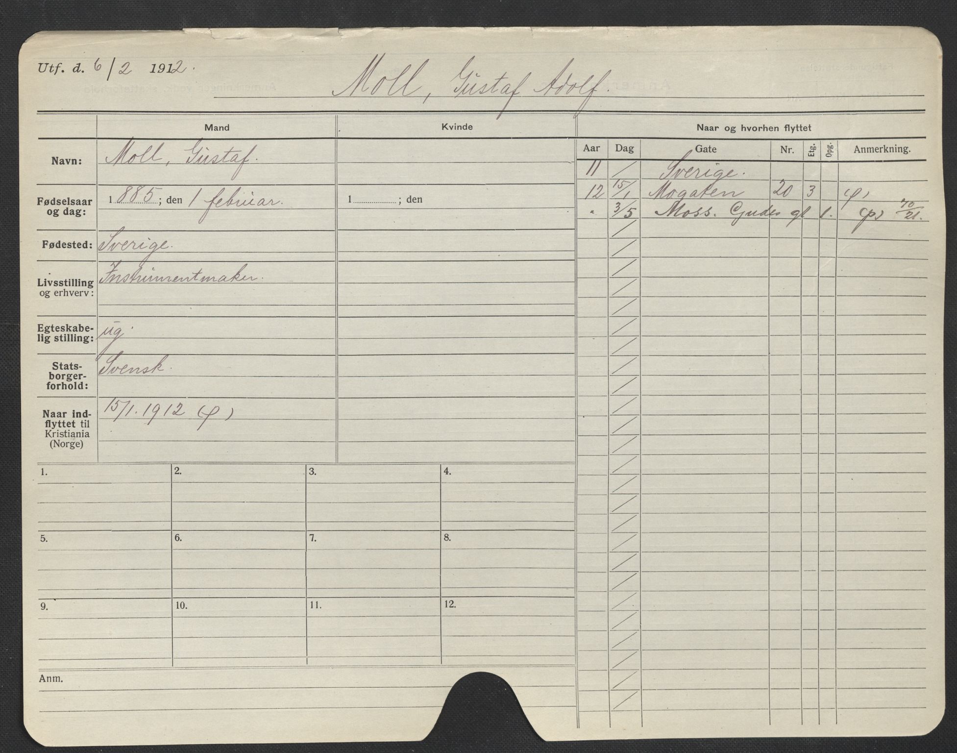 Oslo folkeregister, Registerkort, AV/SAO-A-11715/F/Fa/Fac/L0007: Menn, 1906-1914, p. 850a