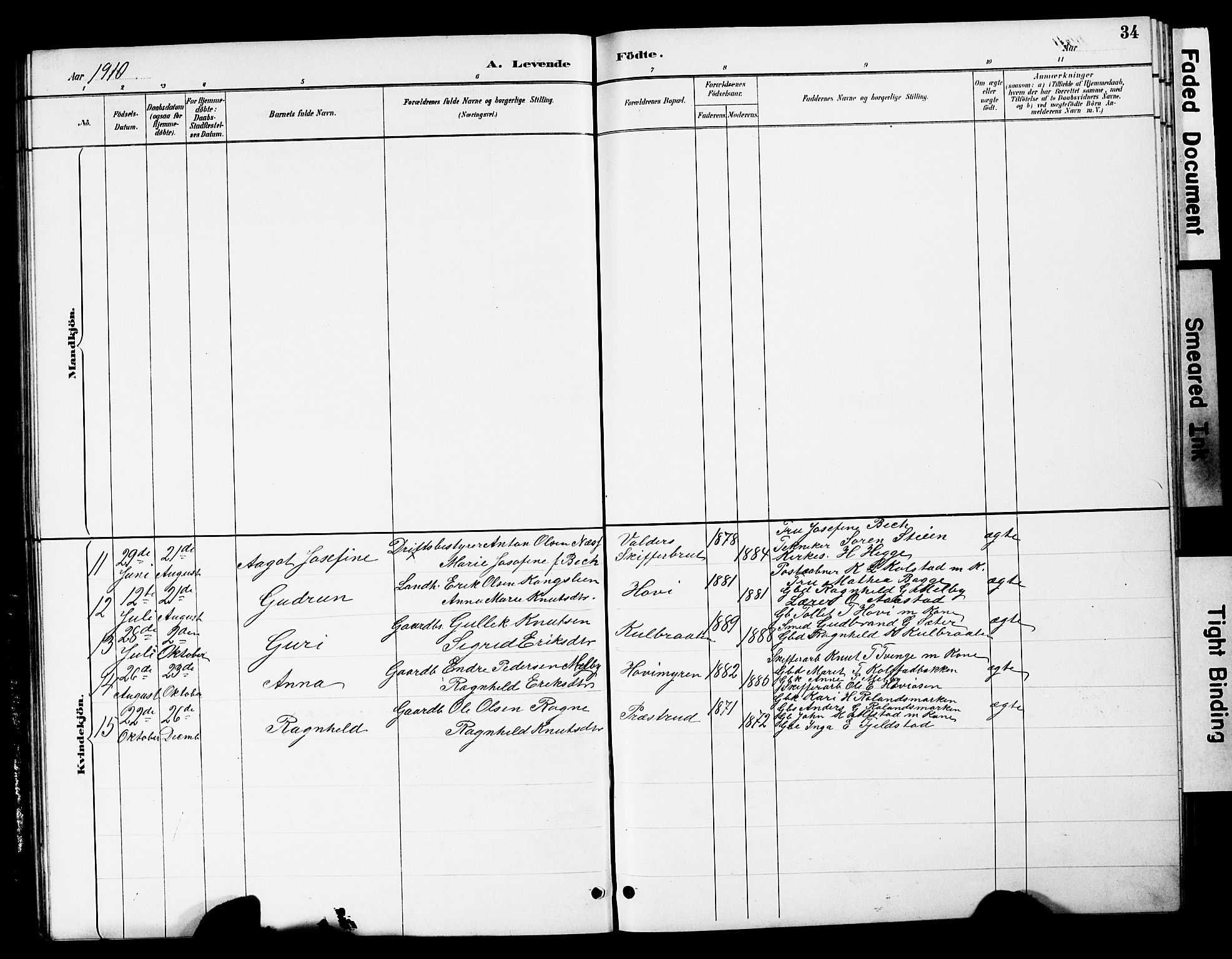 Øystre Slidre prestekontor, SAH/PREST-138/H/Ha/Hab/L0005: Parish register (copy) no. 5, 1887-1910, p. 34