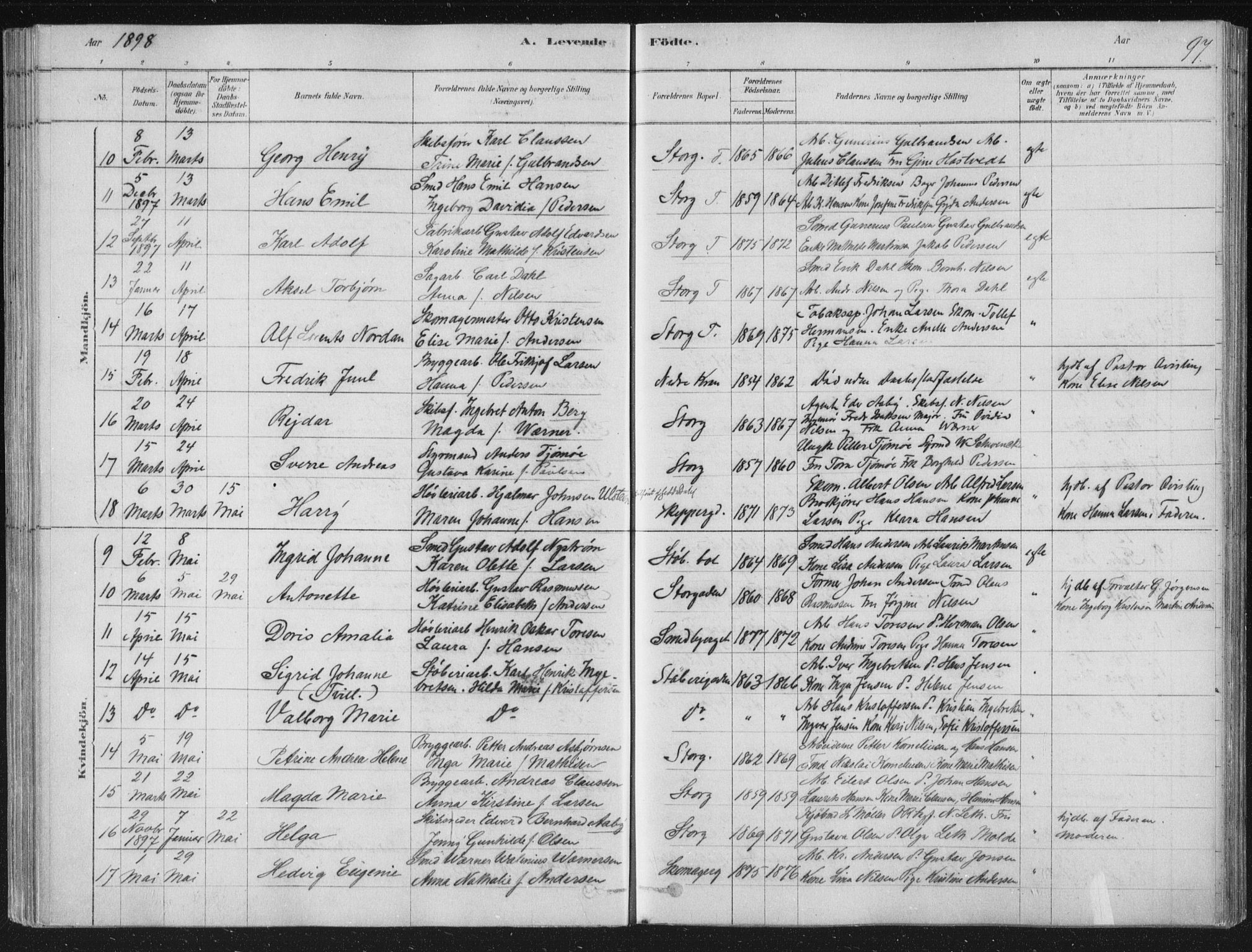 Strømsø kirkebøker, AV/SAKO-A-246/F/Fb/L0005: Parish register (official) no. II 5, 1877-1902, p. 97