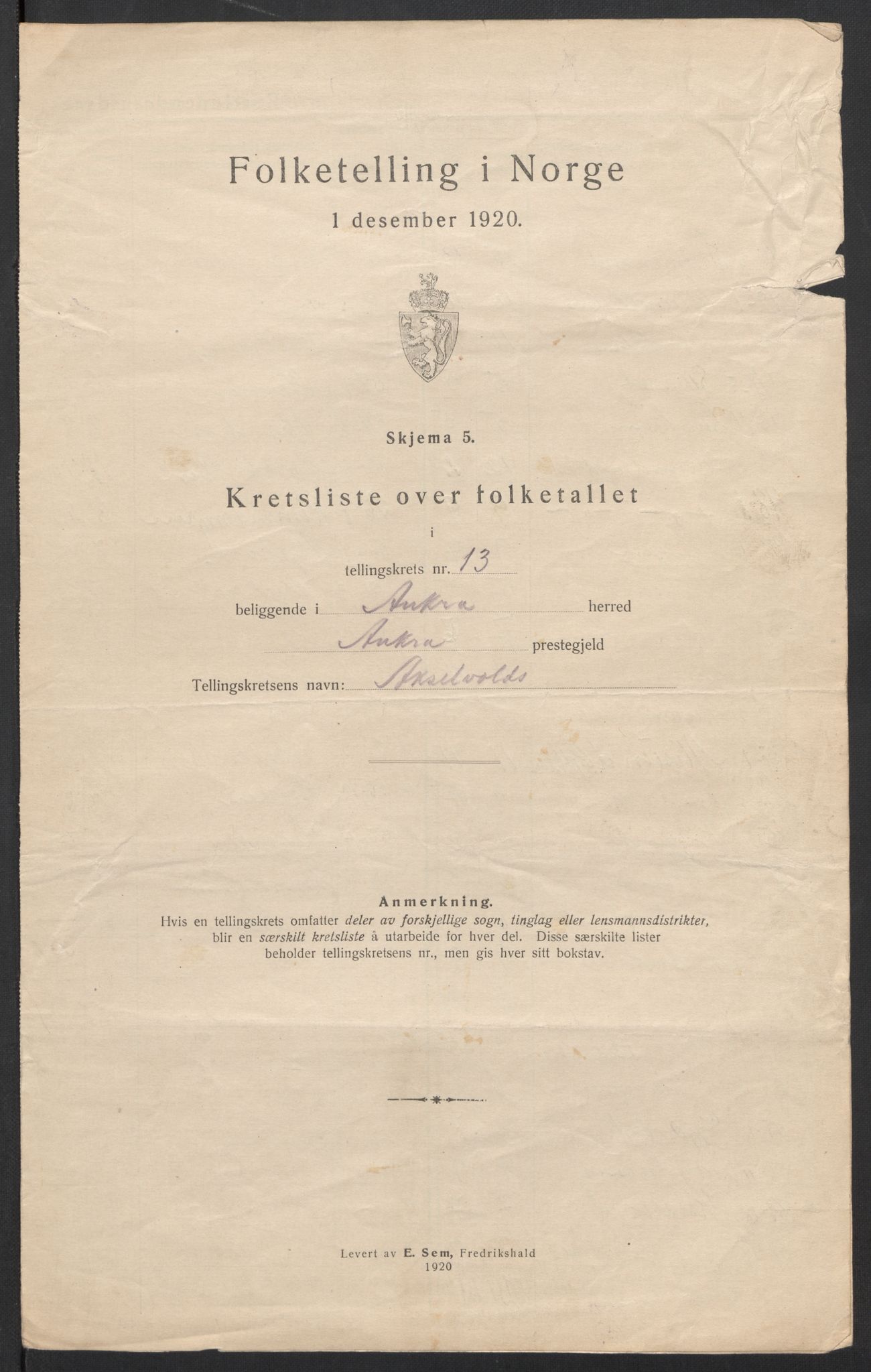 SAT, 1920 census for Aukra, 1920, p. 46