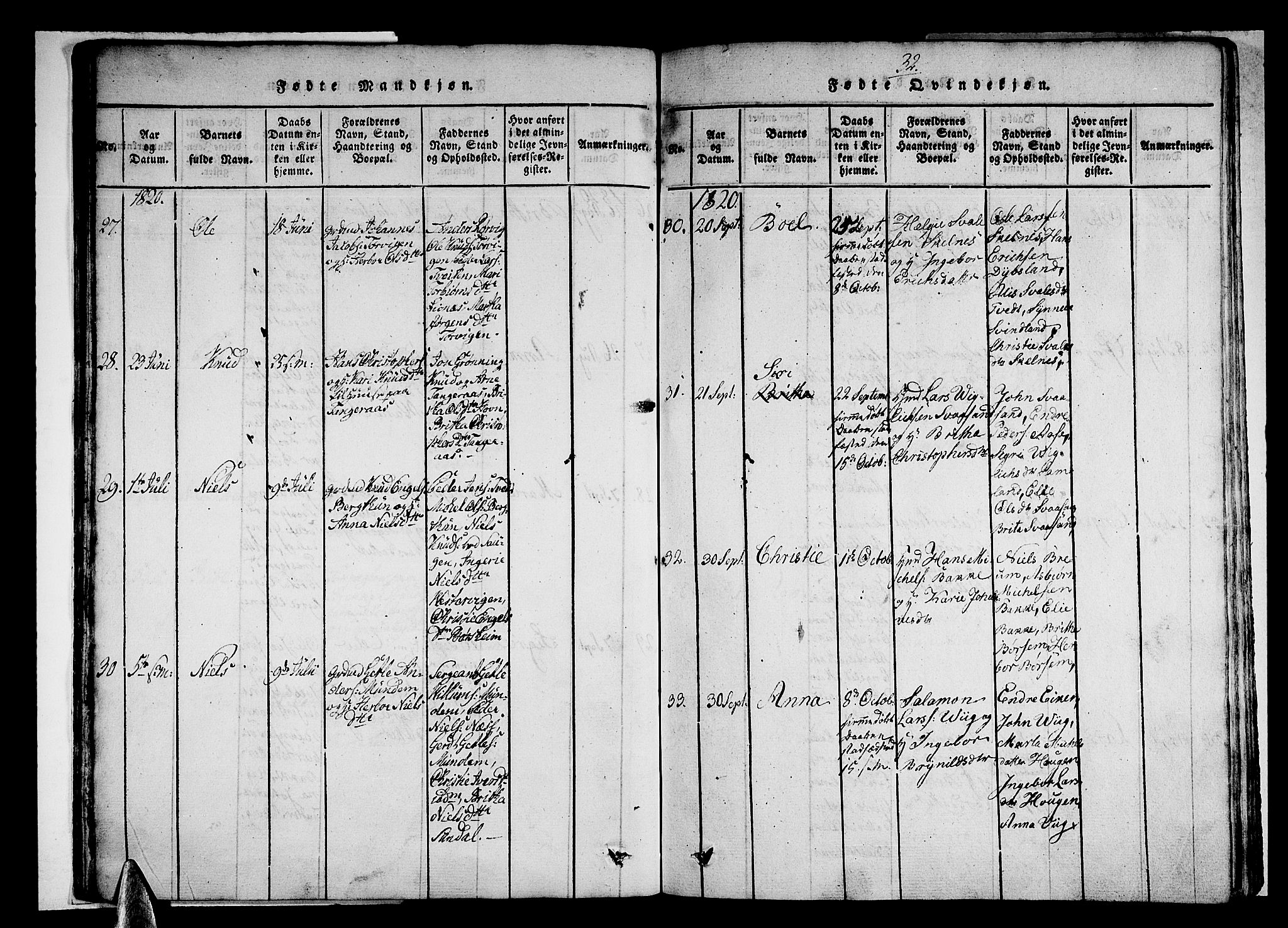 Strandebarm sokneprestembete, AV/SAB-A-78401/H/Haa: Parish register (official) no. A 5, 1816-1826, p. 32