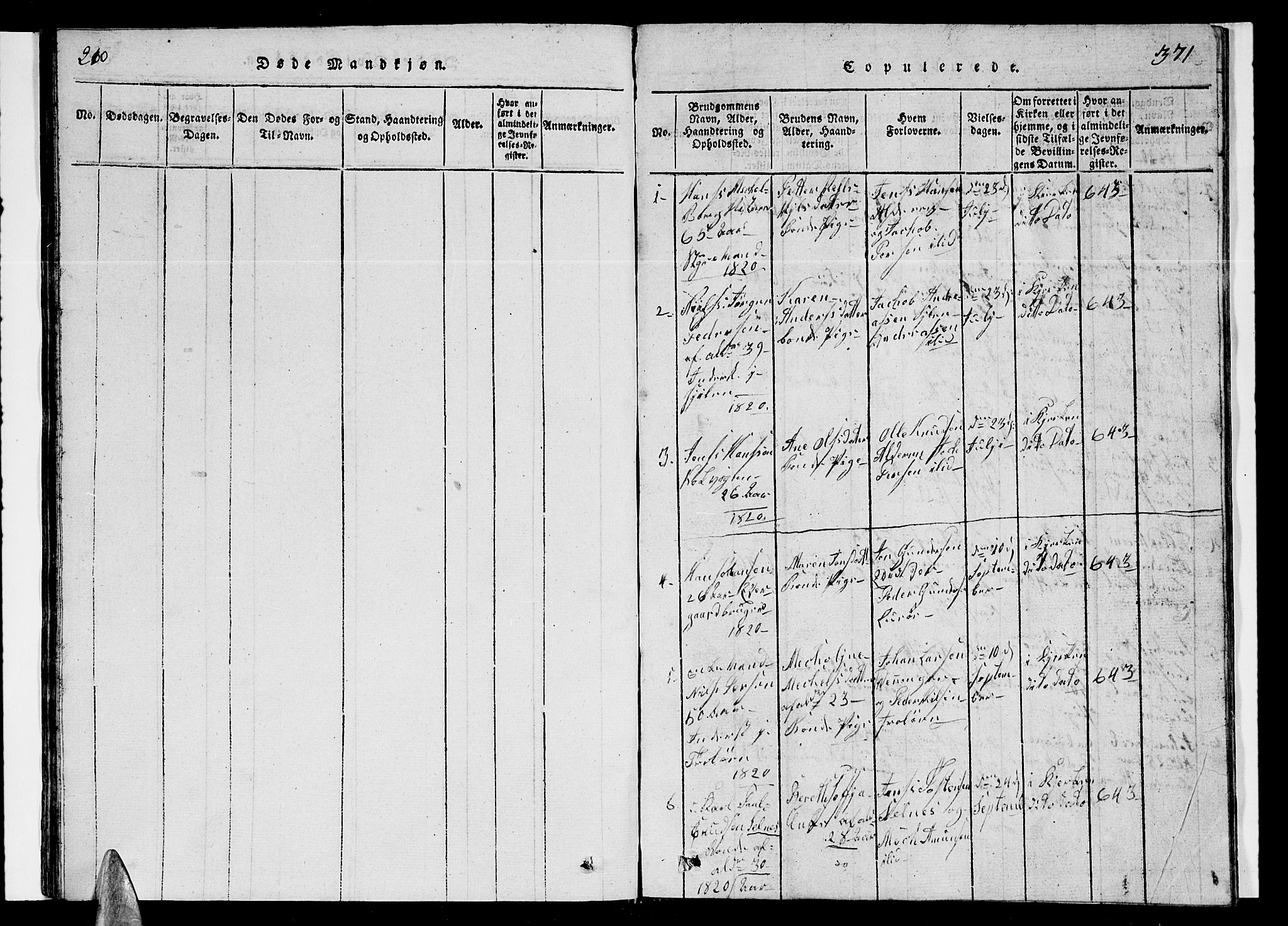 Ministerialprotokoller, klokkerbøker og fødselsregistre - Nordland, SAT/A-1459/839/L0571: Parish register (copy) no. 839C01, 1820-1840, p. 370-371