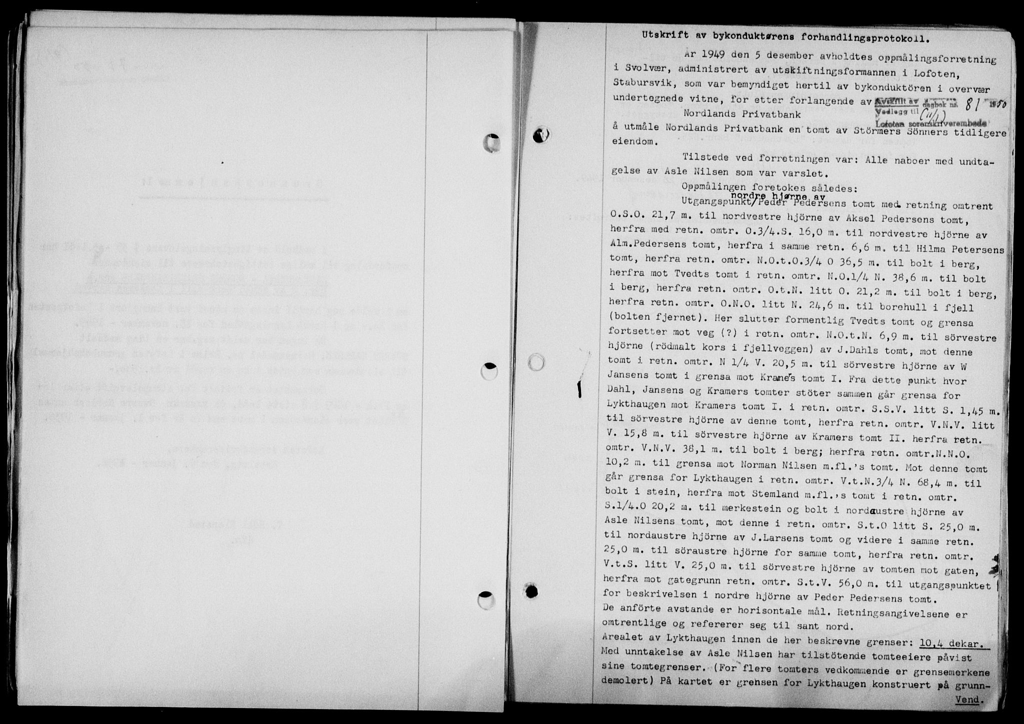Lofoten sorenskriveri, SAT/A-0017/1/2/2C/L0022a: Mortgage book no. 22a, 1949-1950, Diary no: : 81/1950