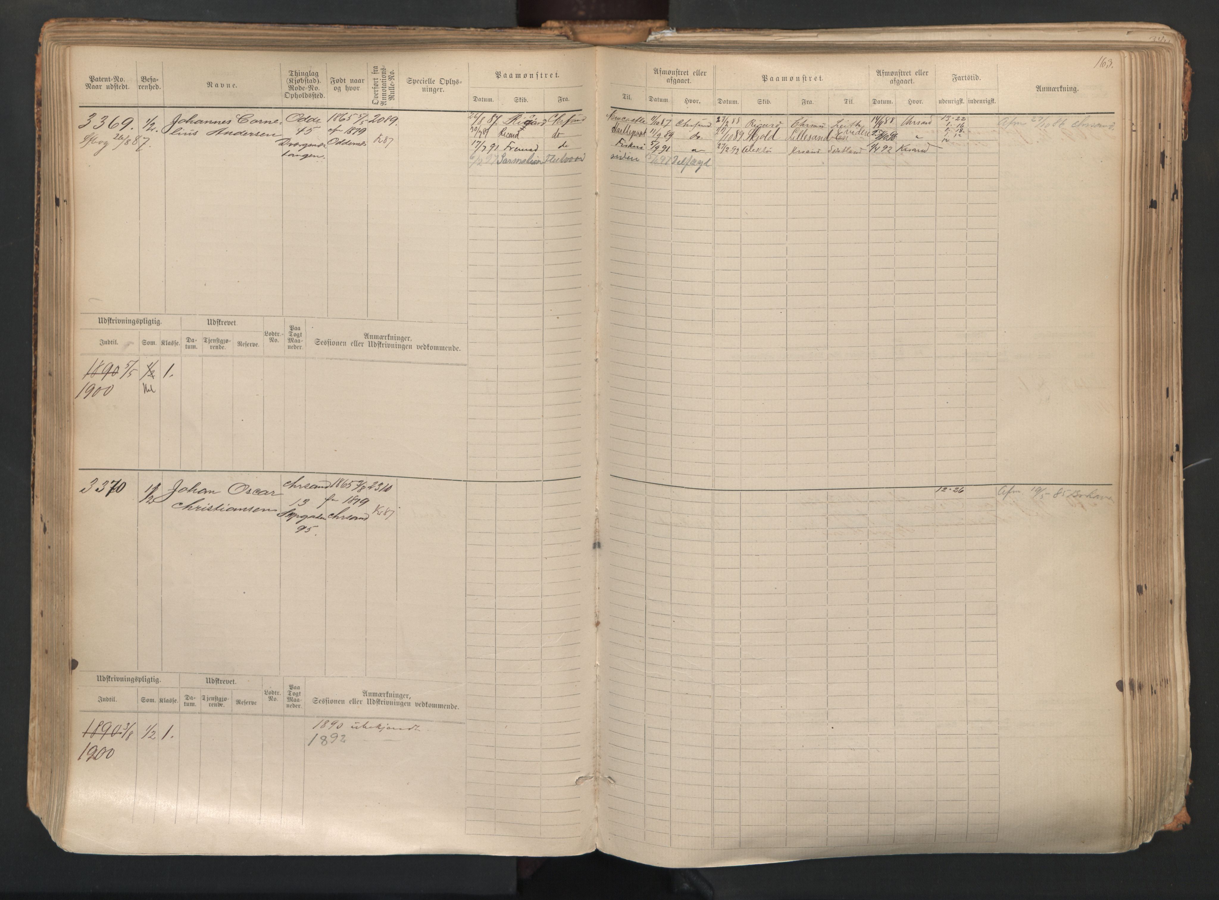 Kristiansand mønstringskrets, AV/SAK-2031-0015/F/Fb/L0007: Hovedrulle nr 3049-3810, I-14, 1883-1940, p. 165