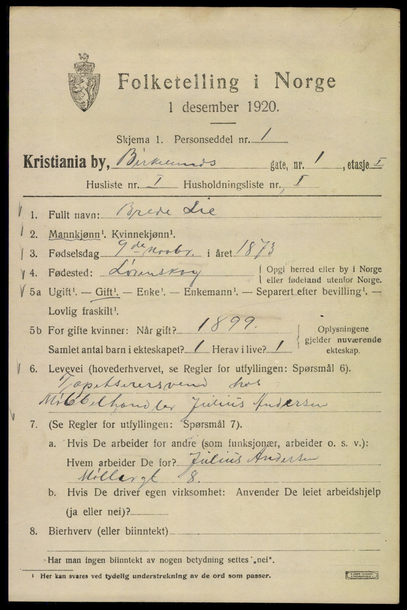 SAO, 1920 census for Kristiania, 1920, p. 156349