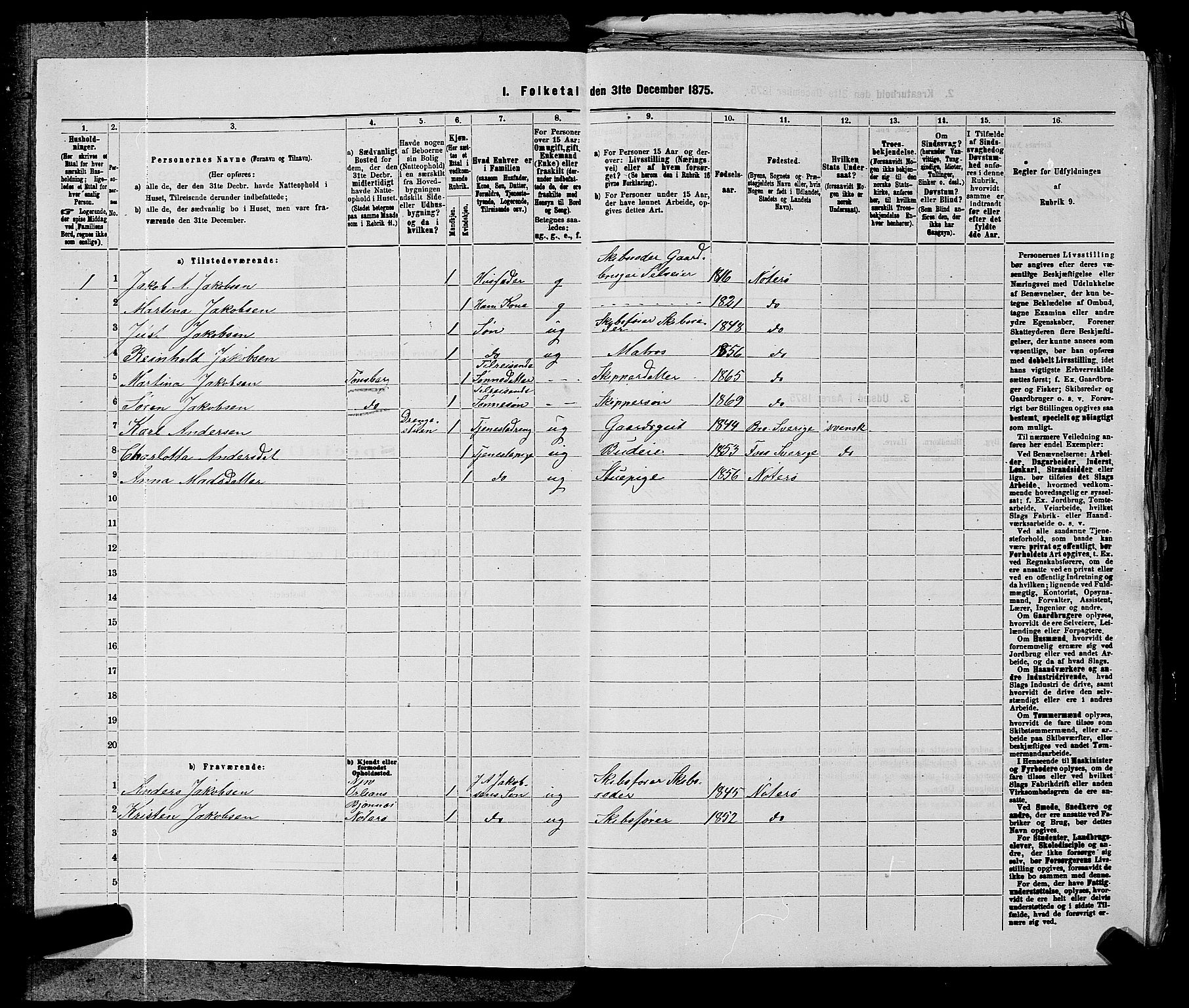 SAKO, 1875 census for 0722P Nøtterøy, 1875, p. 336