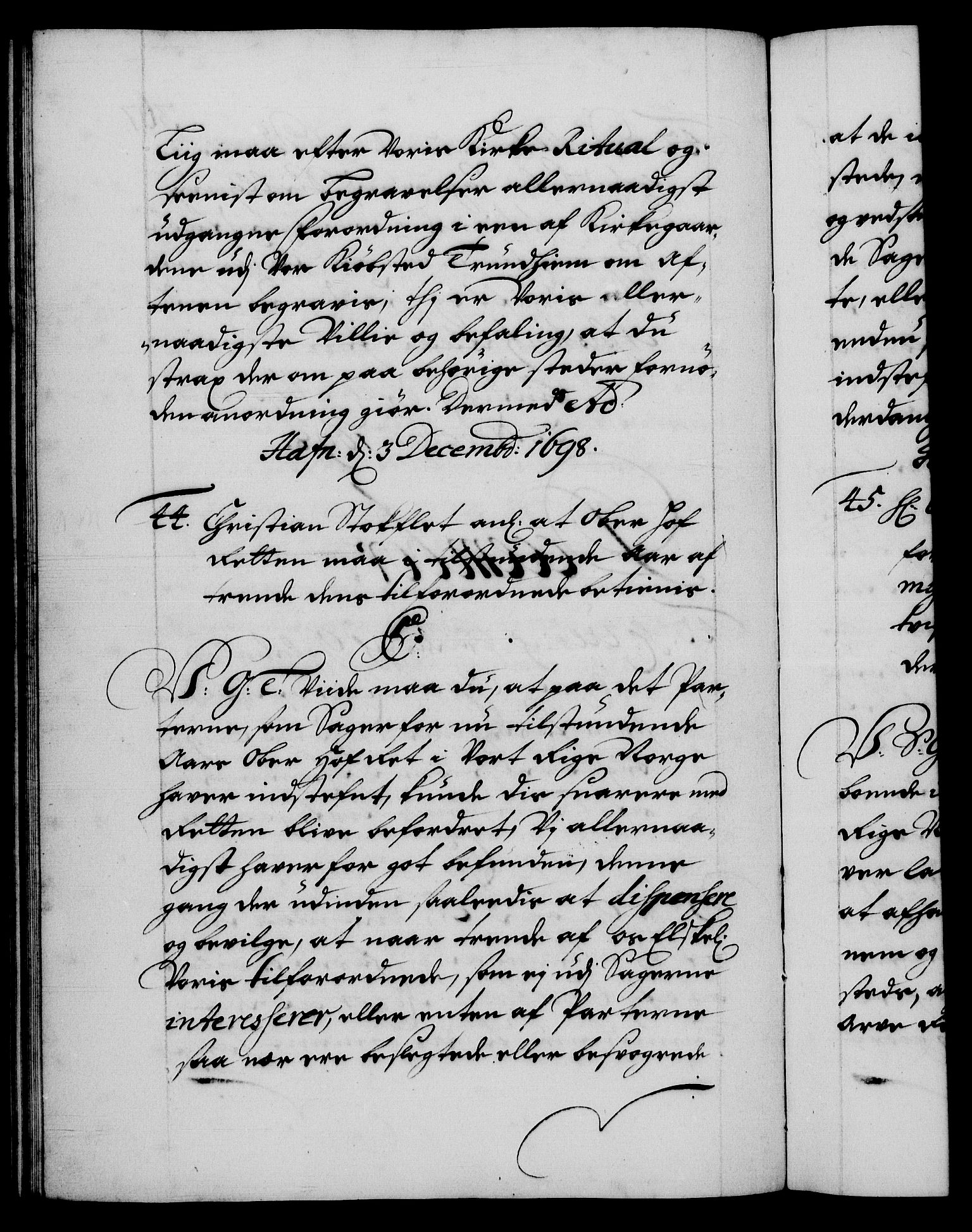 Danske Kanselli 1572-1799, AV/RA-EA-3023/F/Fc/Fca/Fcab/L0015: Norske tegnelser (mikrofilm), 1692-1699, p. 367b