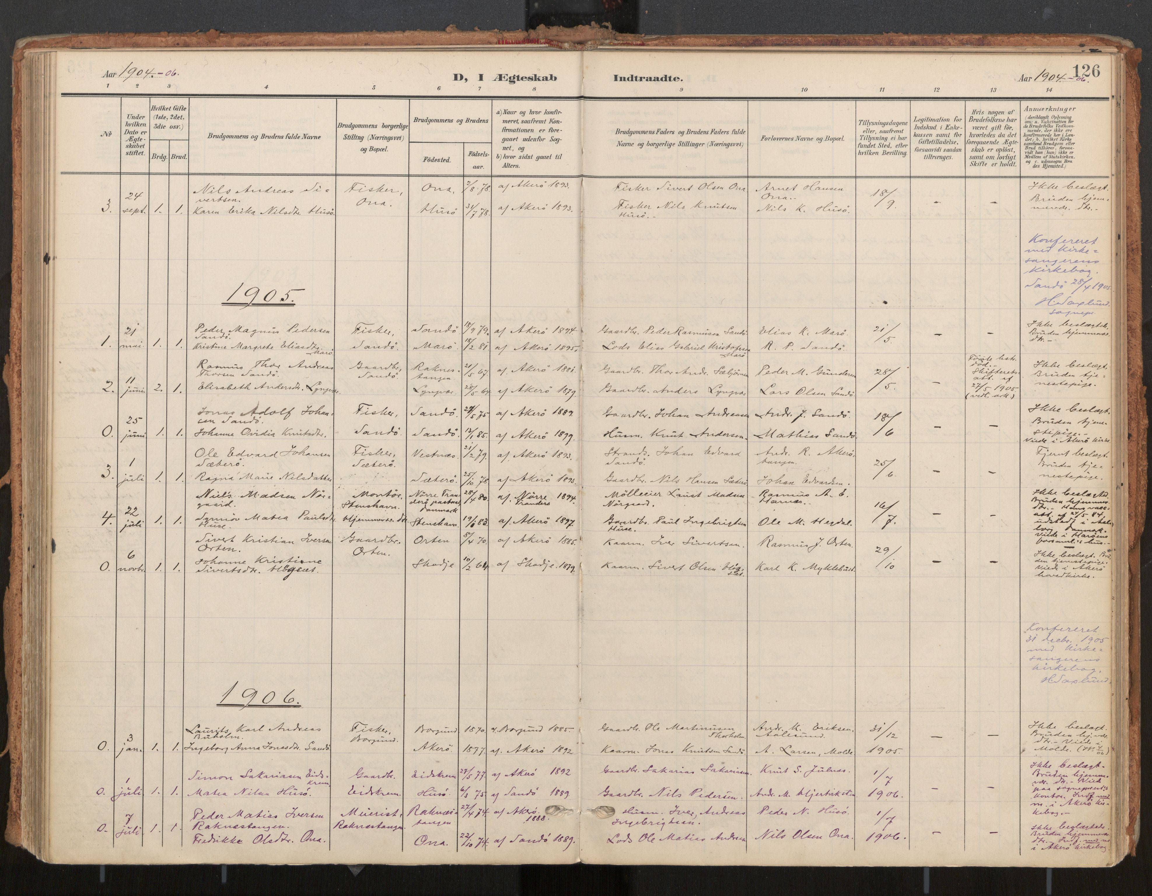 Ministerialprotokoller, klokkerbøker og fødselsregistre - Møre og Romsdal, SAT/A-1454/561/L0730: Parish register (official) no. 561A04, 1901-1929, p. 126