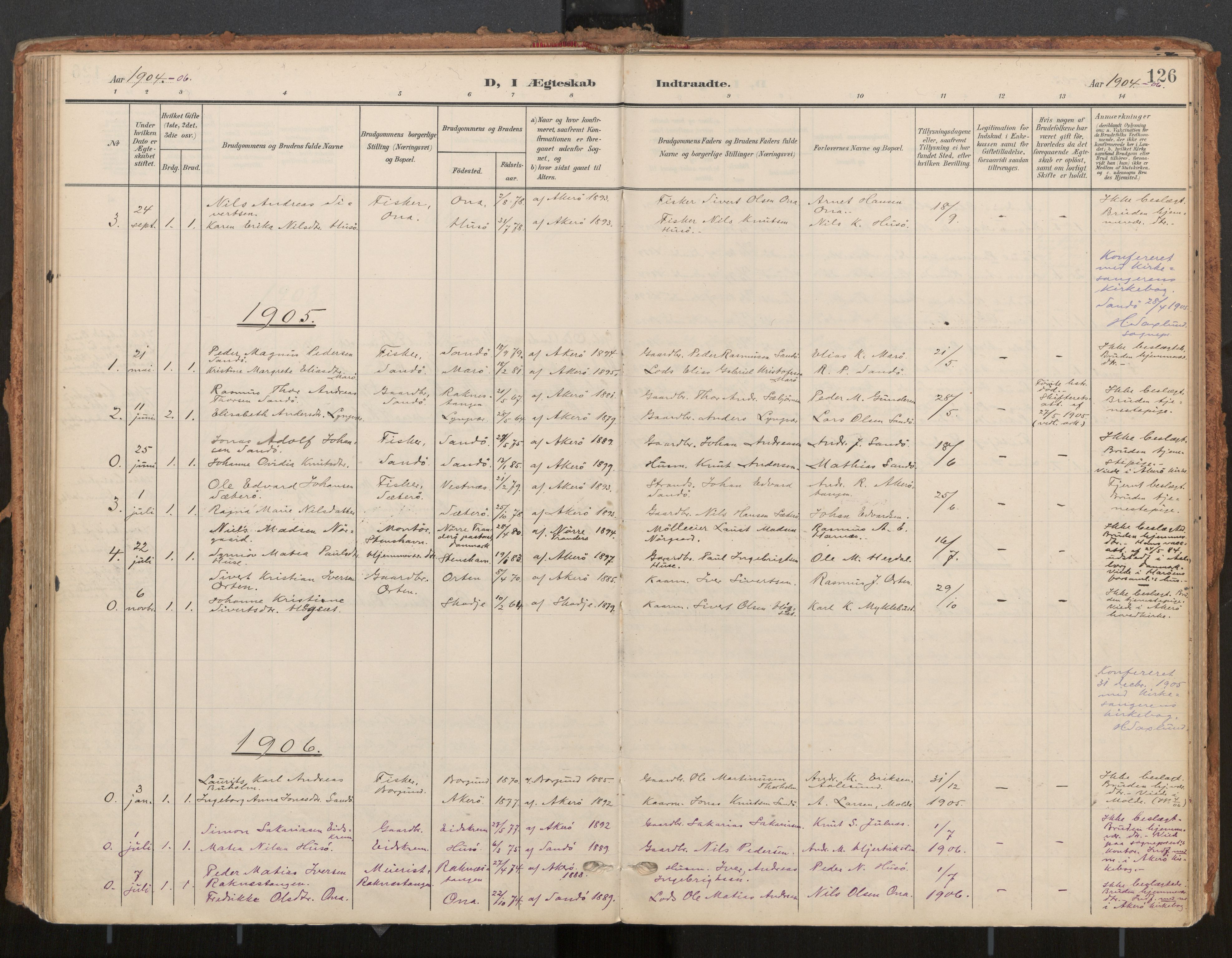 Ministerialprotokoller, klokkerbøker og fødselsregistre - Møre og Romsdal, AV/SAT-A-1454/561/L0730: Parish register (official) no. 561A04, 1901-1929, p. 126