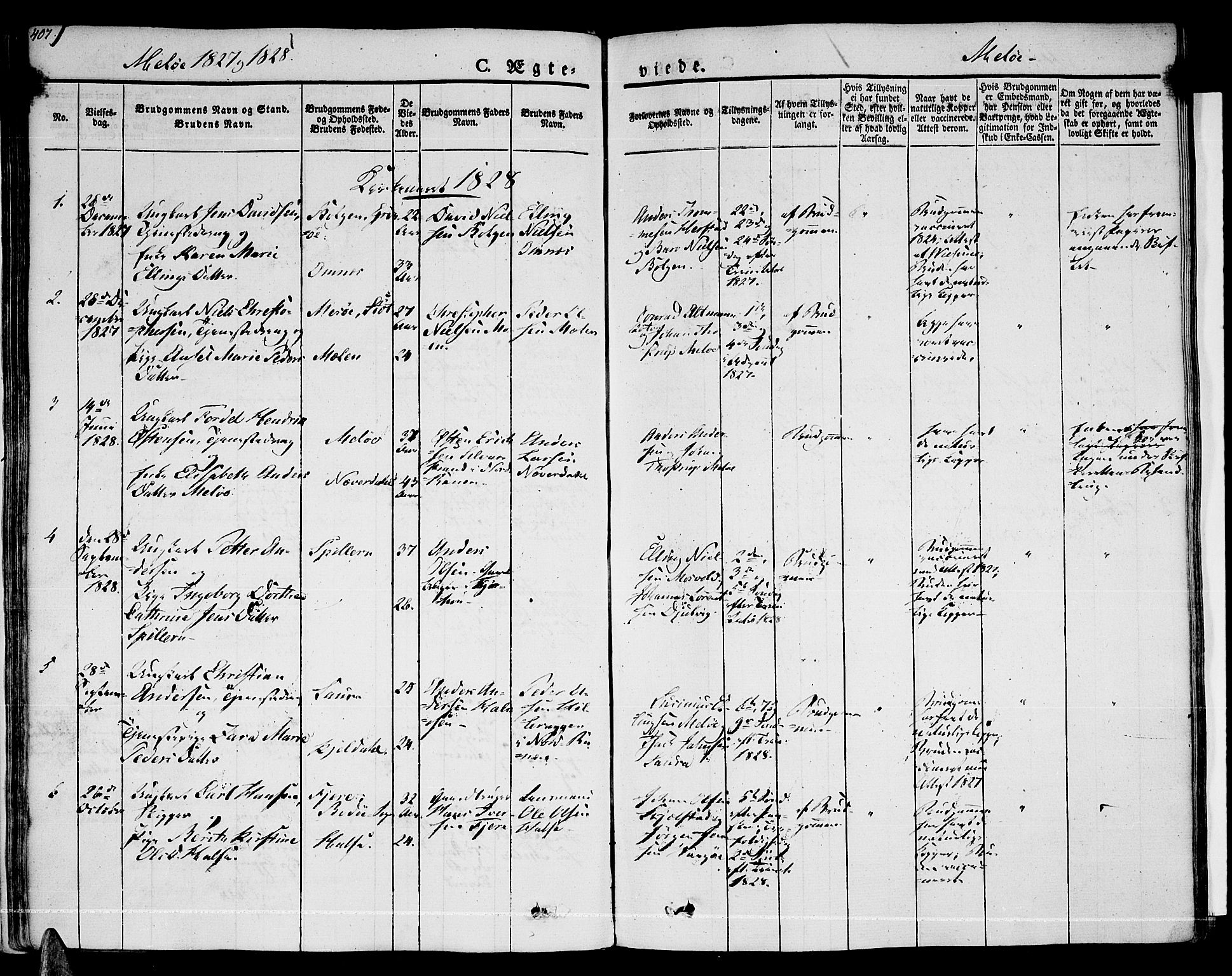 Ministerialprotokoller, klokkerbøker og fødselsregistre - Nordland, SAT/A-1459/841/L0600: Parish register (official) no. 841A07 /2, 1824-1843, p. 407