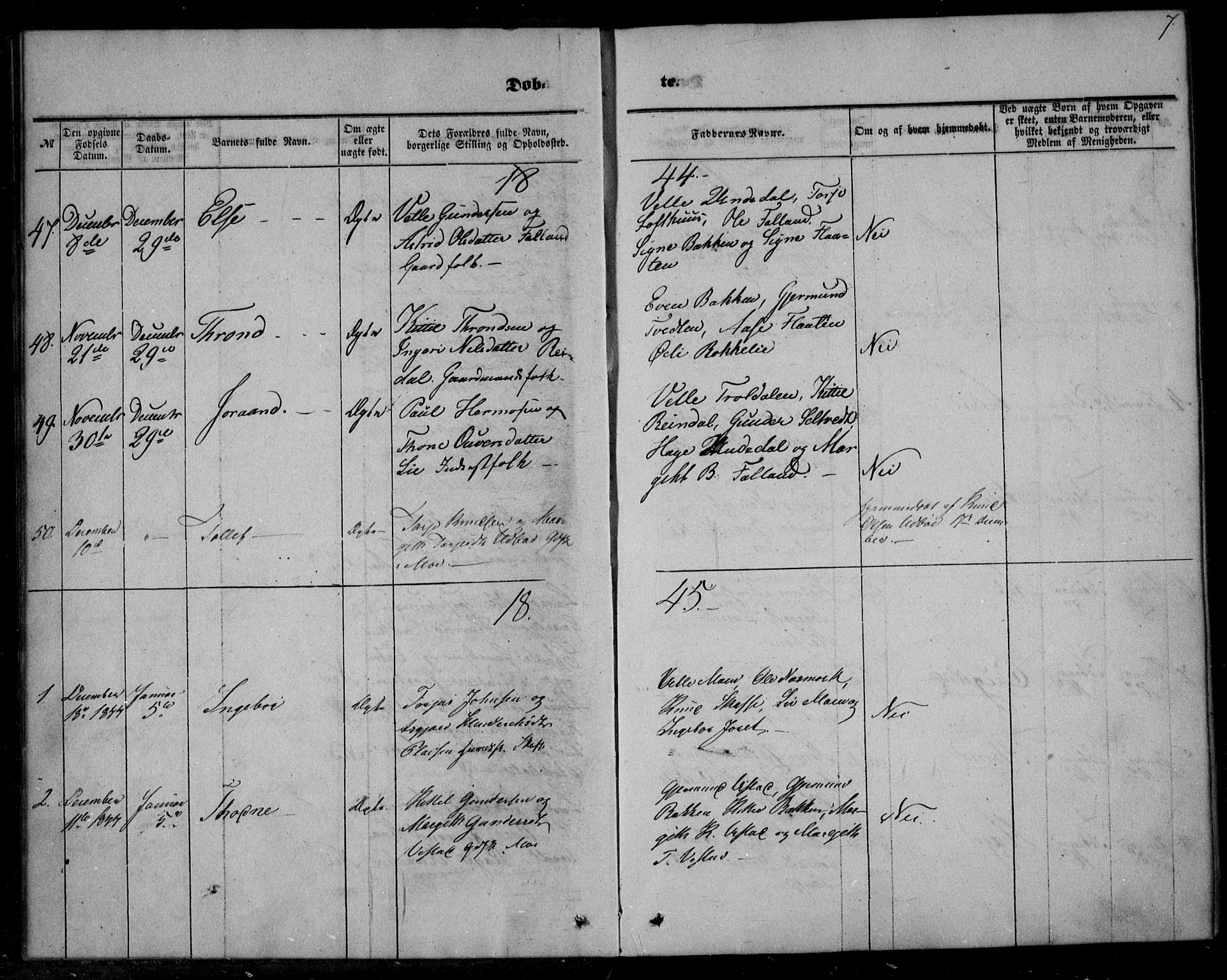 Mo kirkebøker, SAKO/A-286/F/Fa/L0005: Parish register (official) no. I 5, 1844-1864, p. 7
