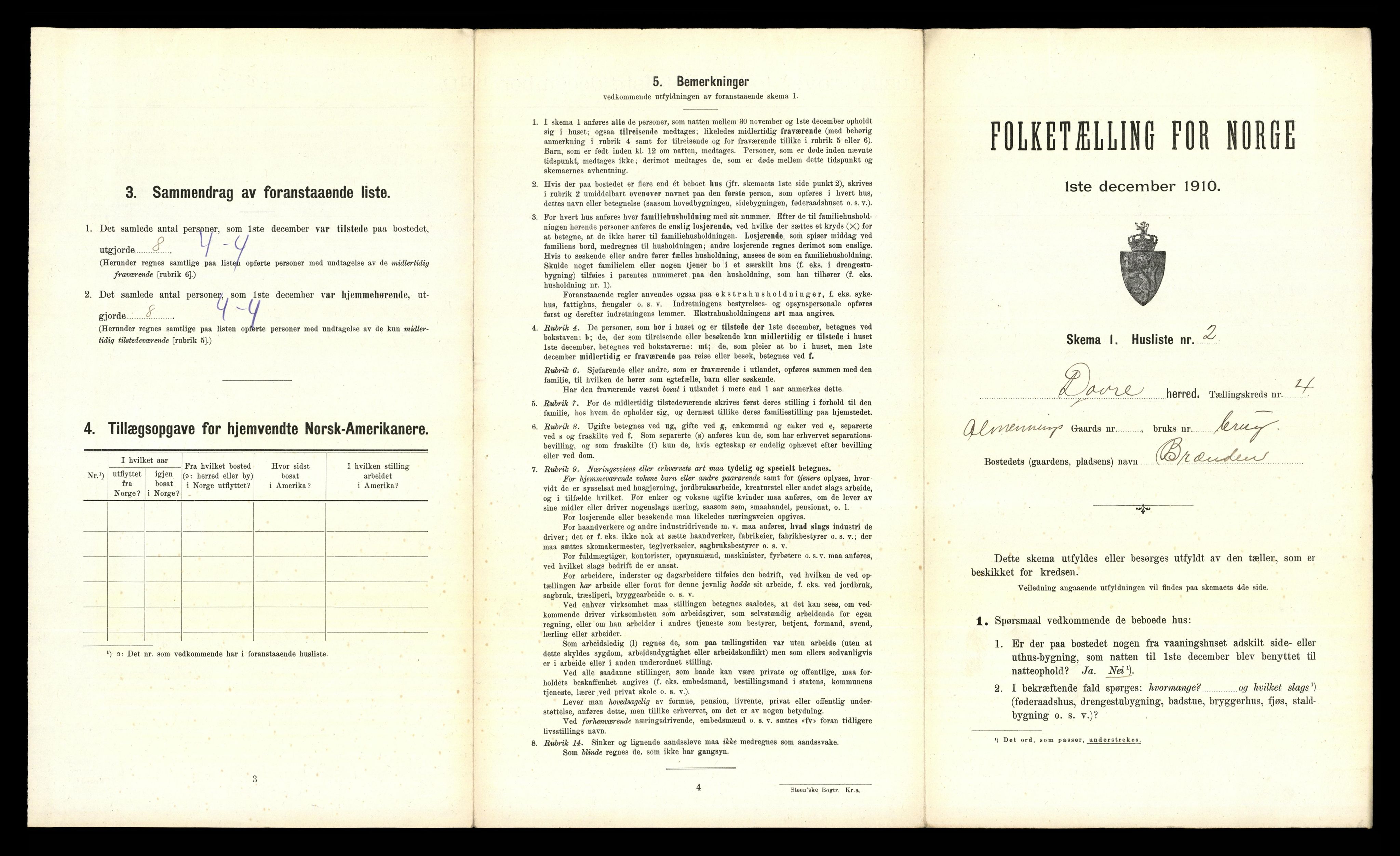 RA, 1910 census for Dovre, 1910, p. 553