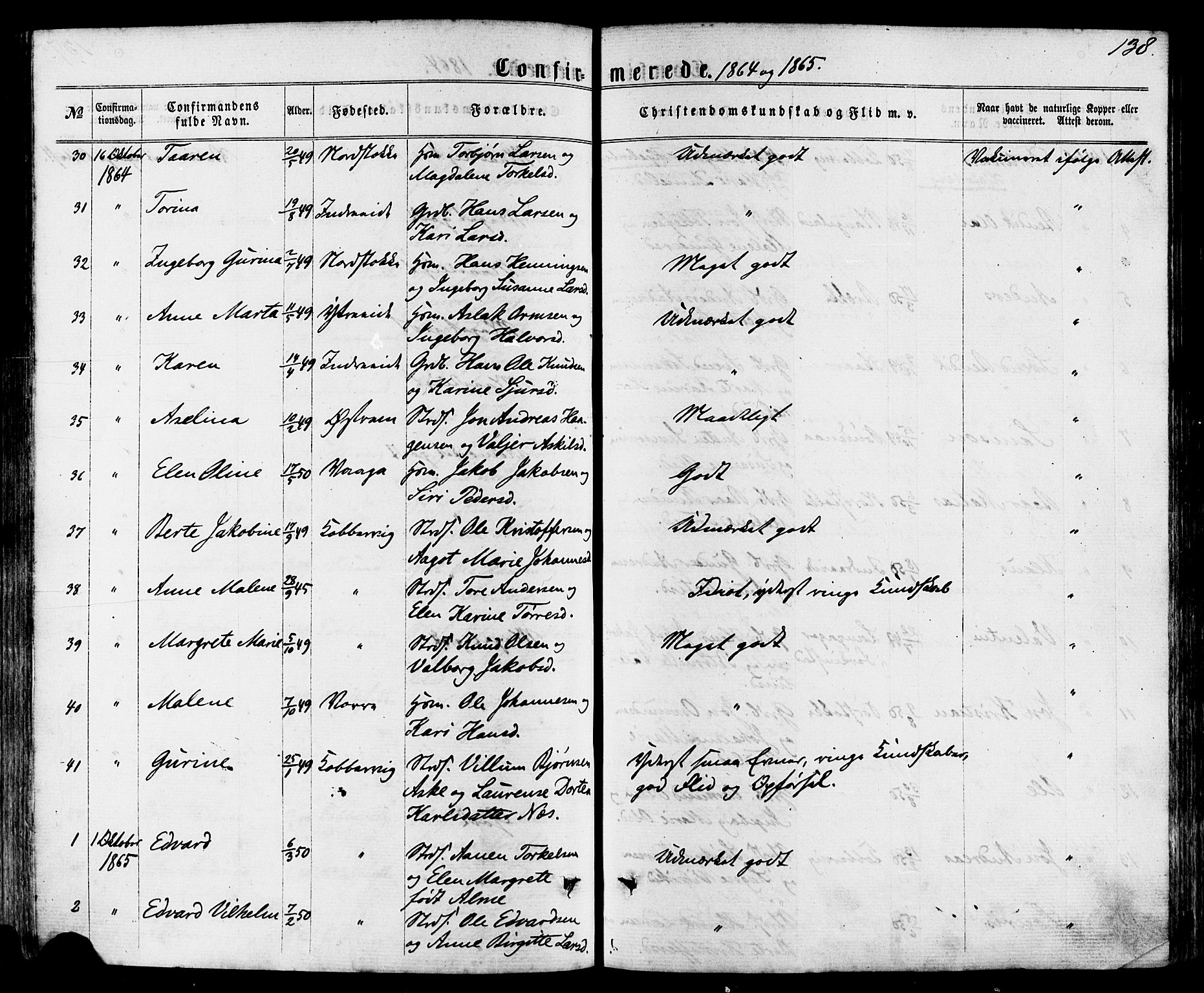 Avaldsnes sokneprestkontor, SAST/A -101851/H/Ha/Haa/L0011: Parish register (official) no. A 11, 1861-1880, p. 138