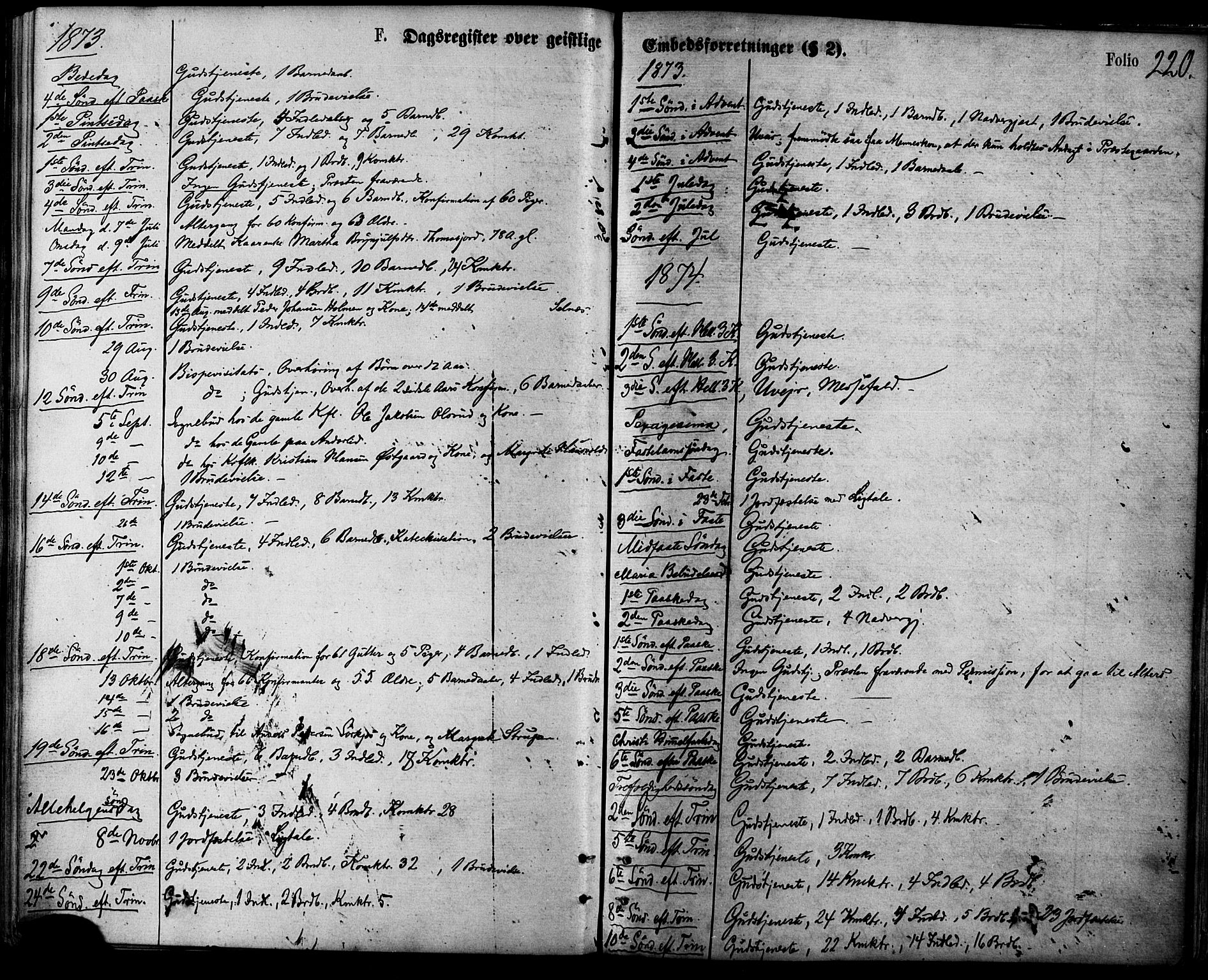 Balsfjord sokneprestembete, AV/SATØ-S-1303/G/Ga/L0004kirke: Parish register (official) no. 4, 1871-1883, p. 220