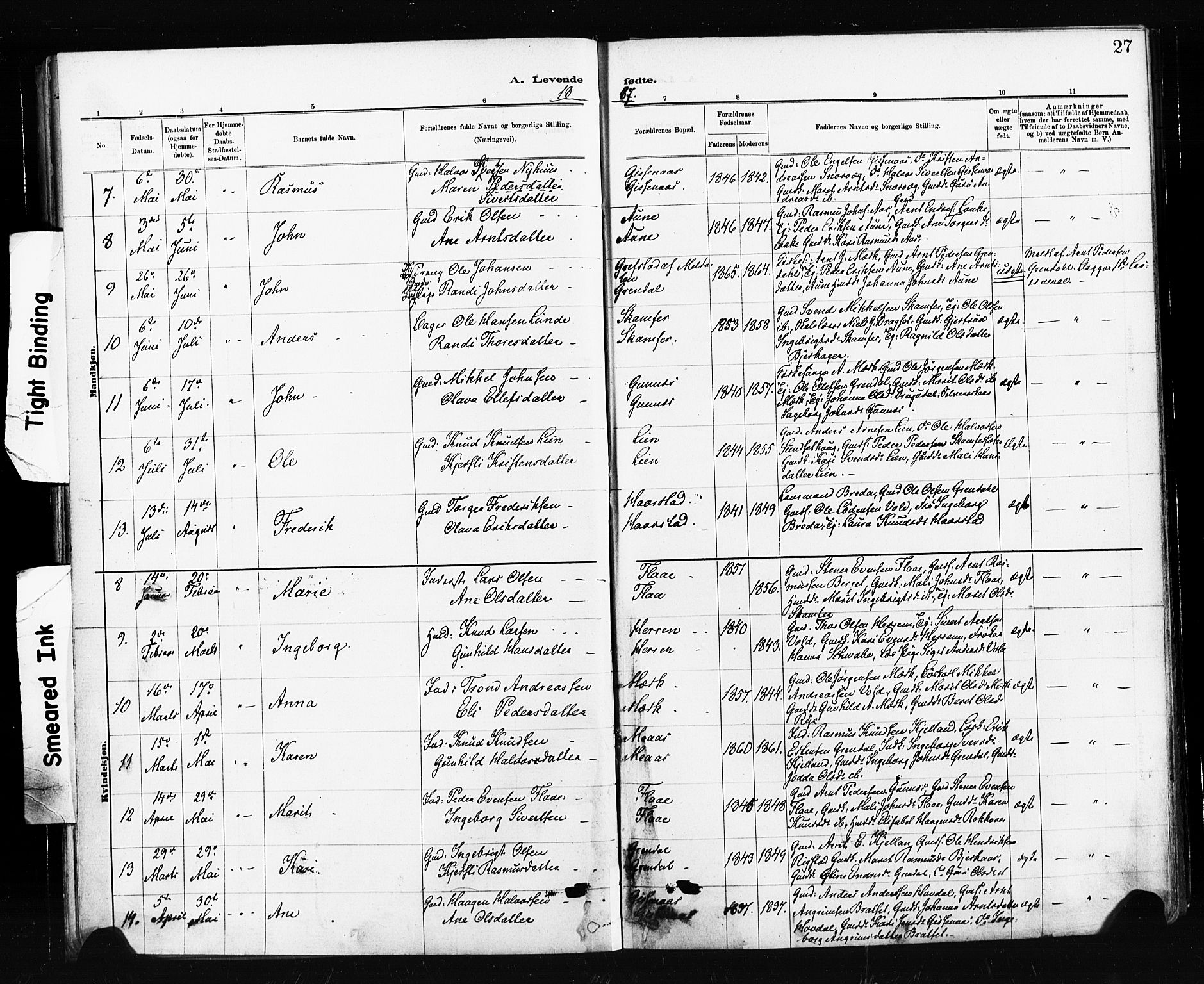 Ministerialprotokoller, klokkerbøker og fødselsregistre - Sør-Trøndelag, SAT/A-1456/674/L0871: Parish register (official) no. 674A03, 1880-1896, p. 27