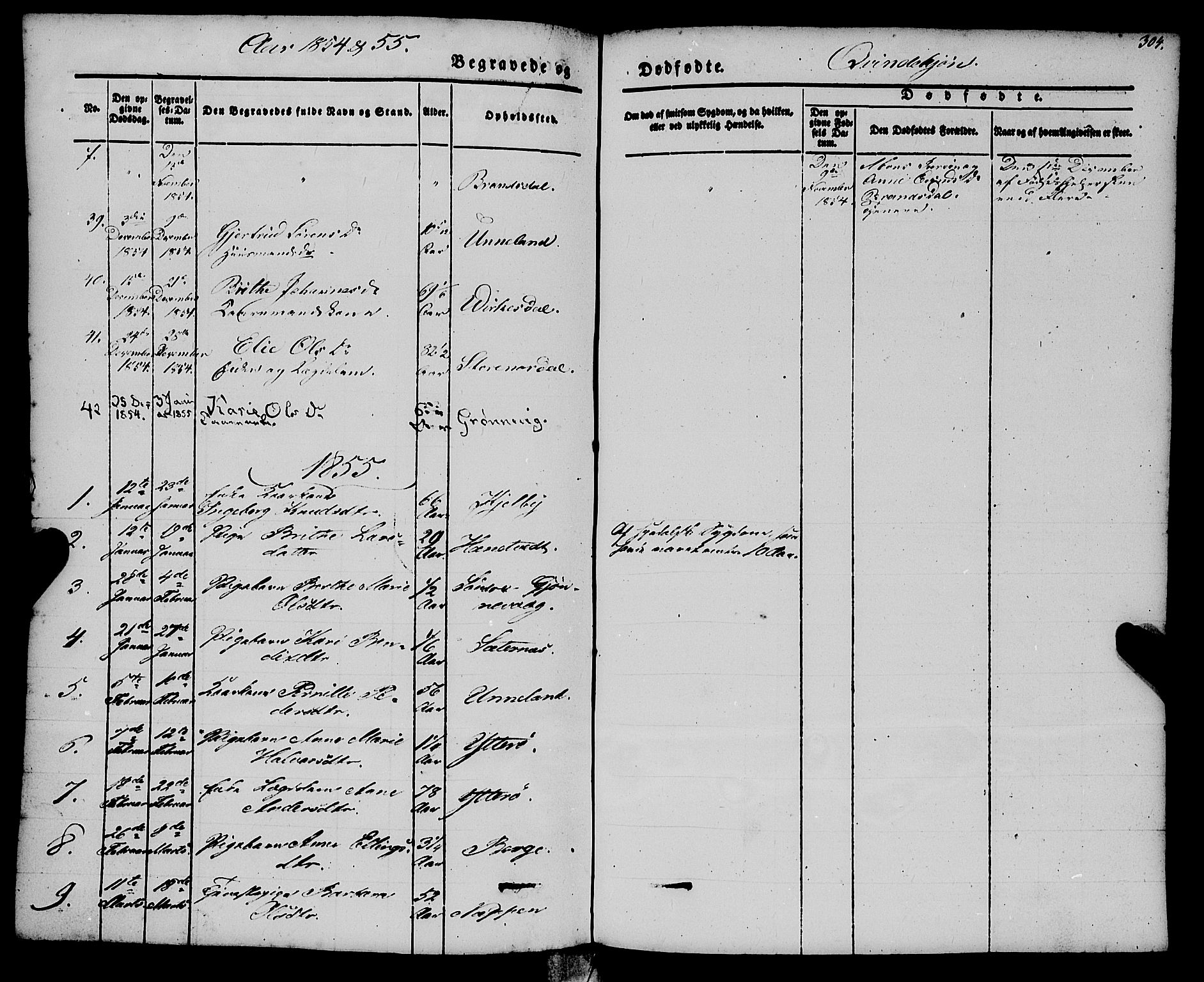 Gulen sokneprestembete, AV/SAB-A-80201/H/Haa/Haaa/L0021: Parish register (official) no. A 21, 1848-1858, p. 304