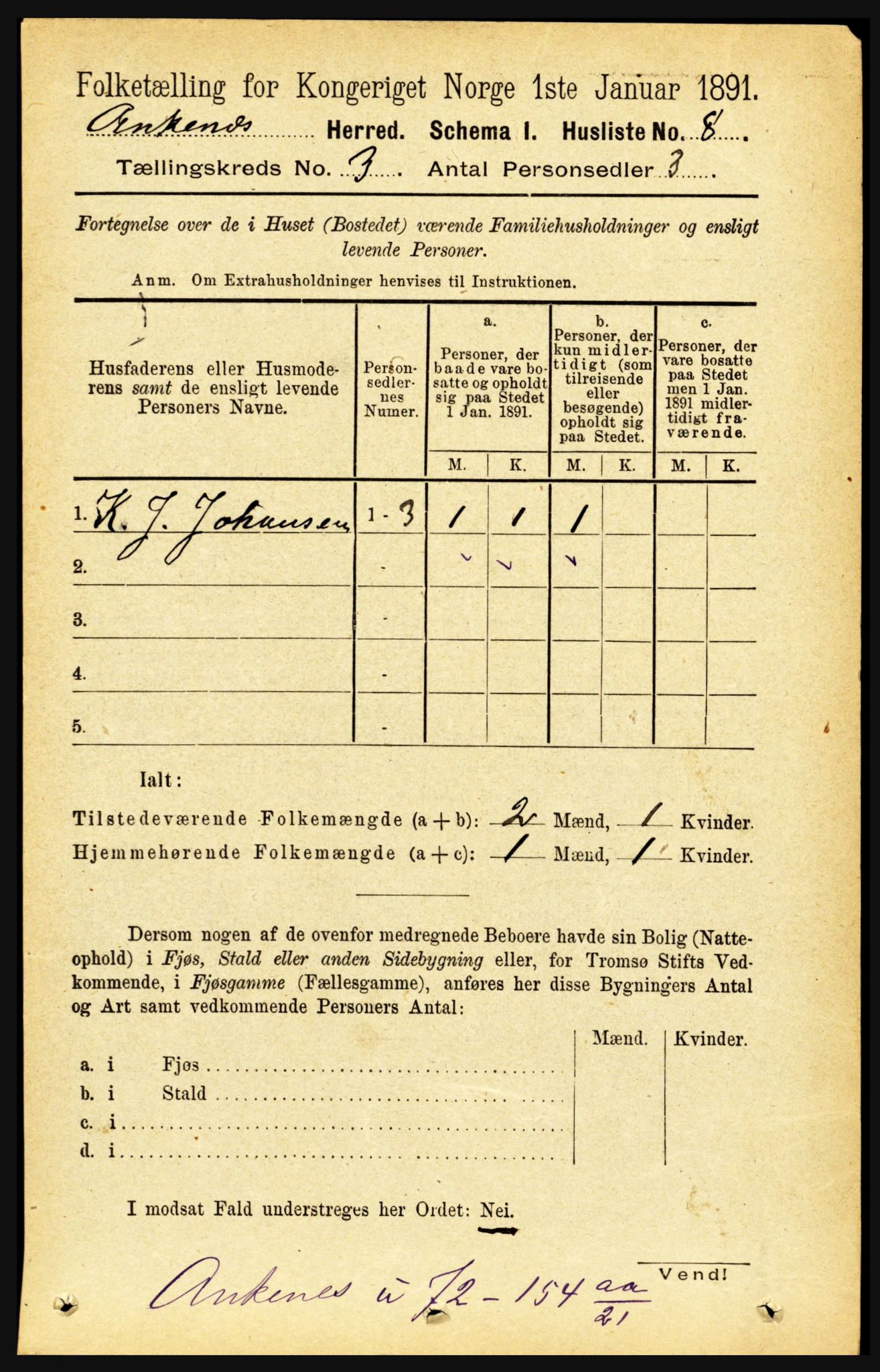 RA, 1891 census for 1855 Ankenes, 1891, p. 1471