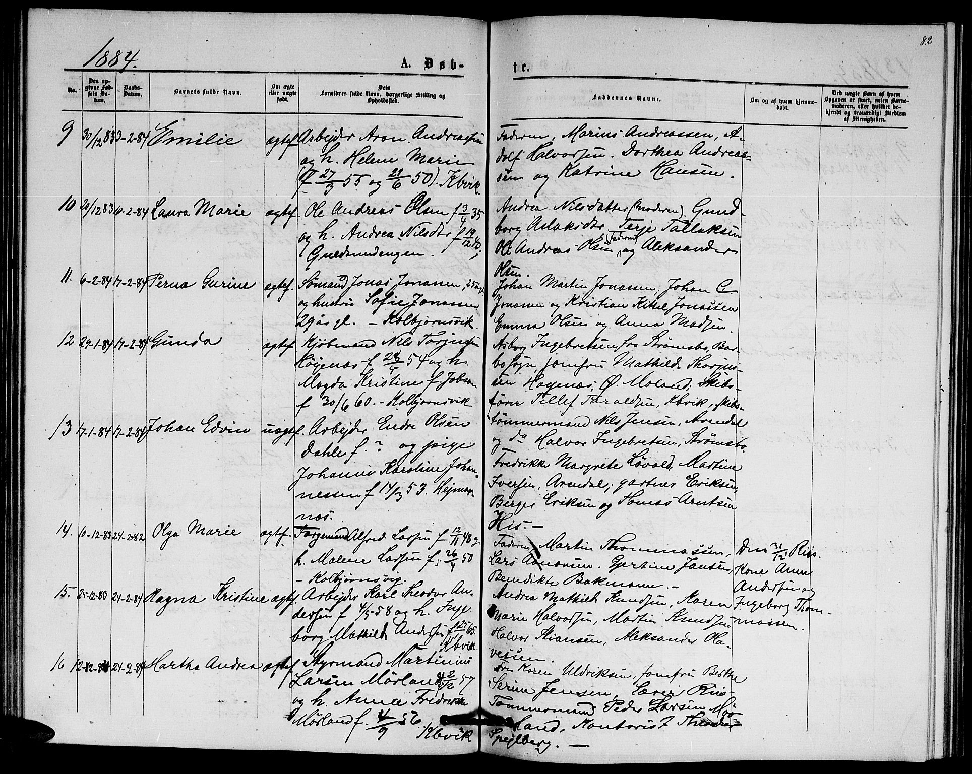 Hisøy sokneprestkontor, AV/SAK-1111-0020/F/Fb/L0002: Parish register (copy) no. B 2, 1873-1885, p. 82