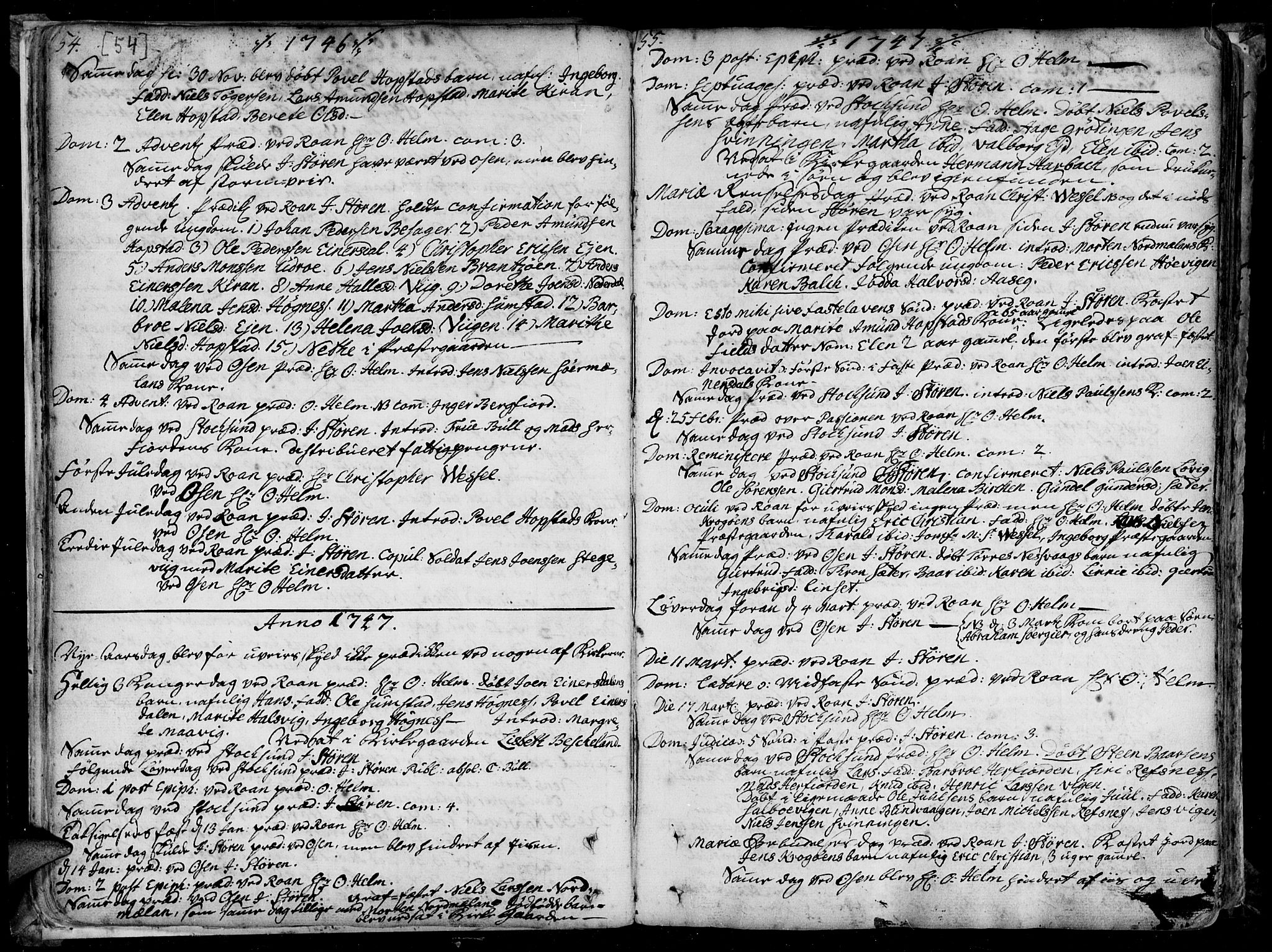Ministerialprotokoller, klokkerbøker og fødselsregistre - Sør-Trøndelag, AV/SAT-A-1456/657/L0700: Parish register (official) no. 657A01, 1732-1801, p. 54-55