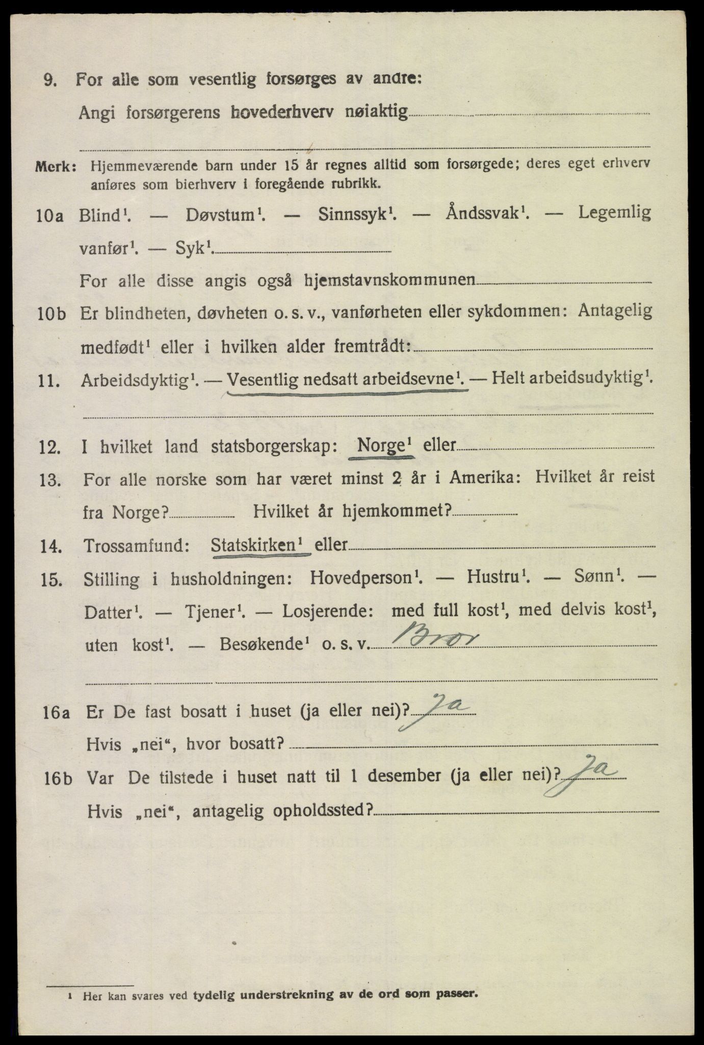 SAK, 1920 census for Tveit, 1920, p. 1239