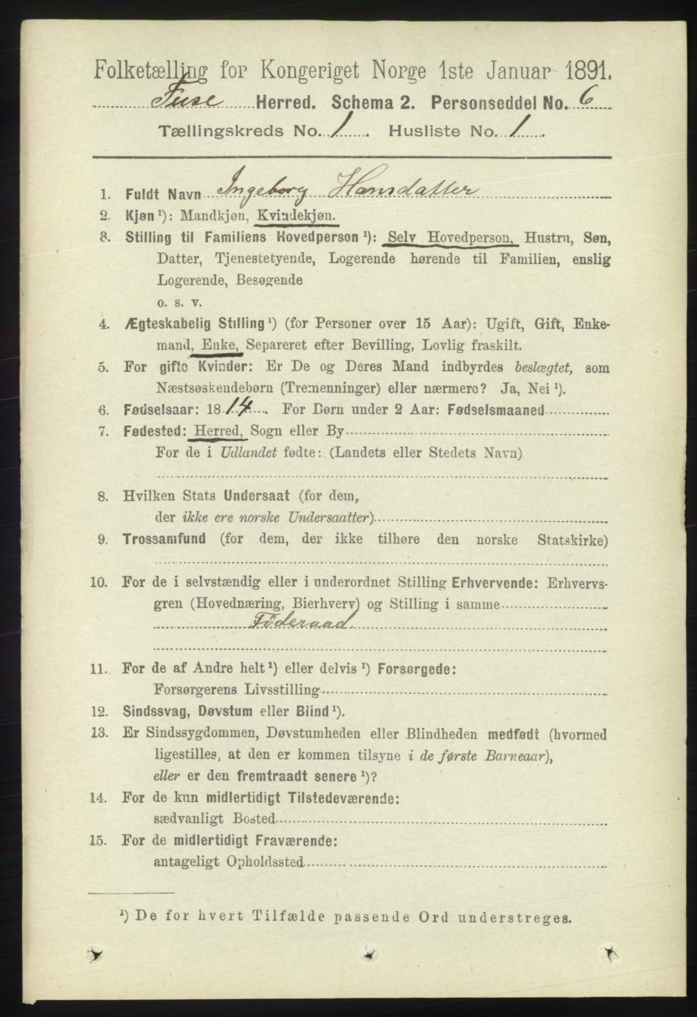 RA, 1891 census for 1241 Fusa, 1891, p. 77