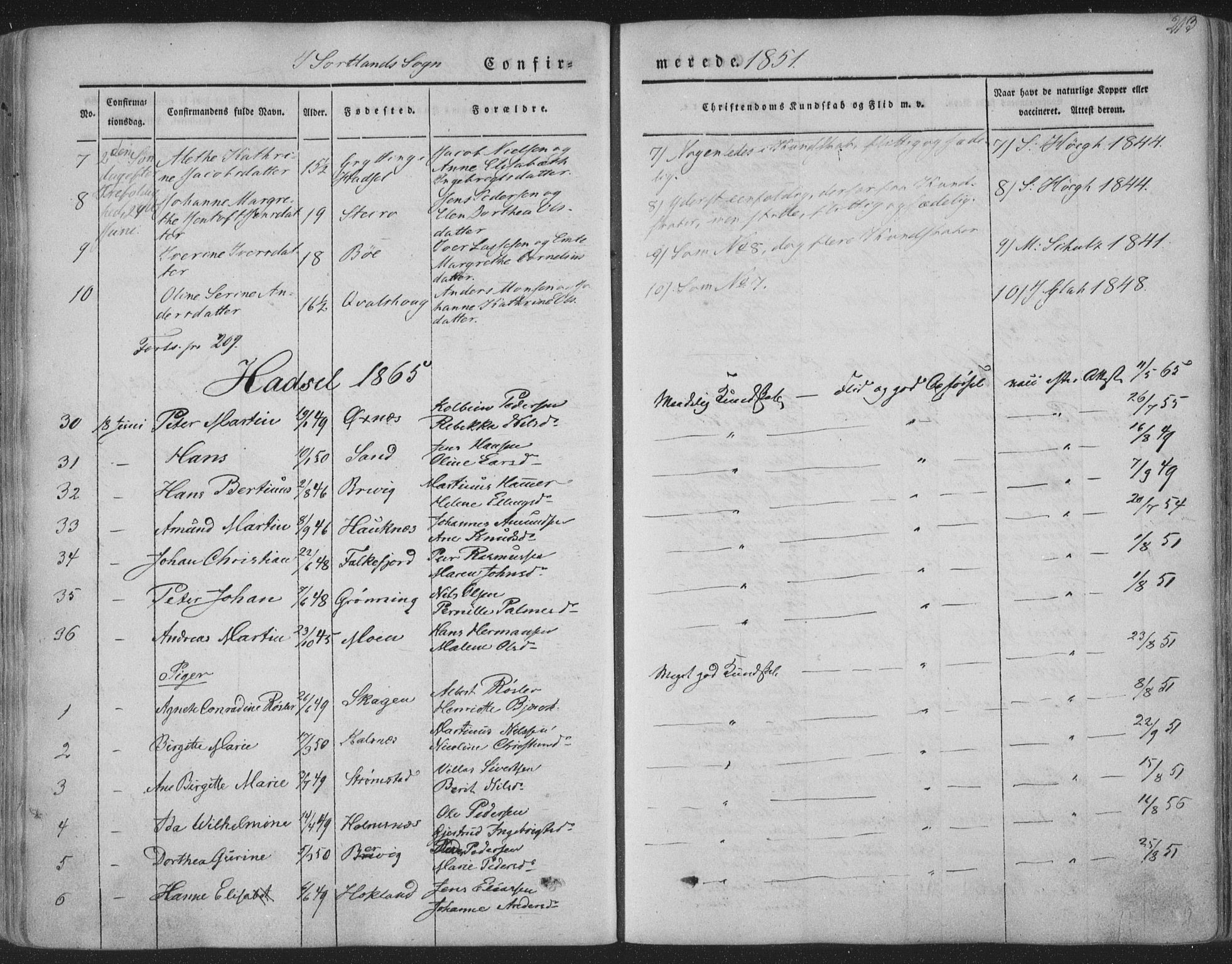 Ministerialprotokoller, klokkerbøker og fødselsregistre - Nordland, AV/SAT-A-1459/888/L1241: Parish register (official) no. 888A07, 1849-1869, p. 213