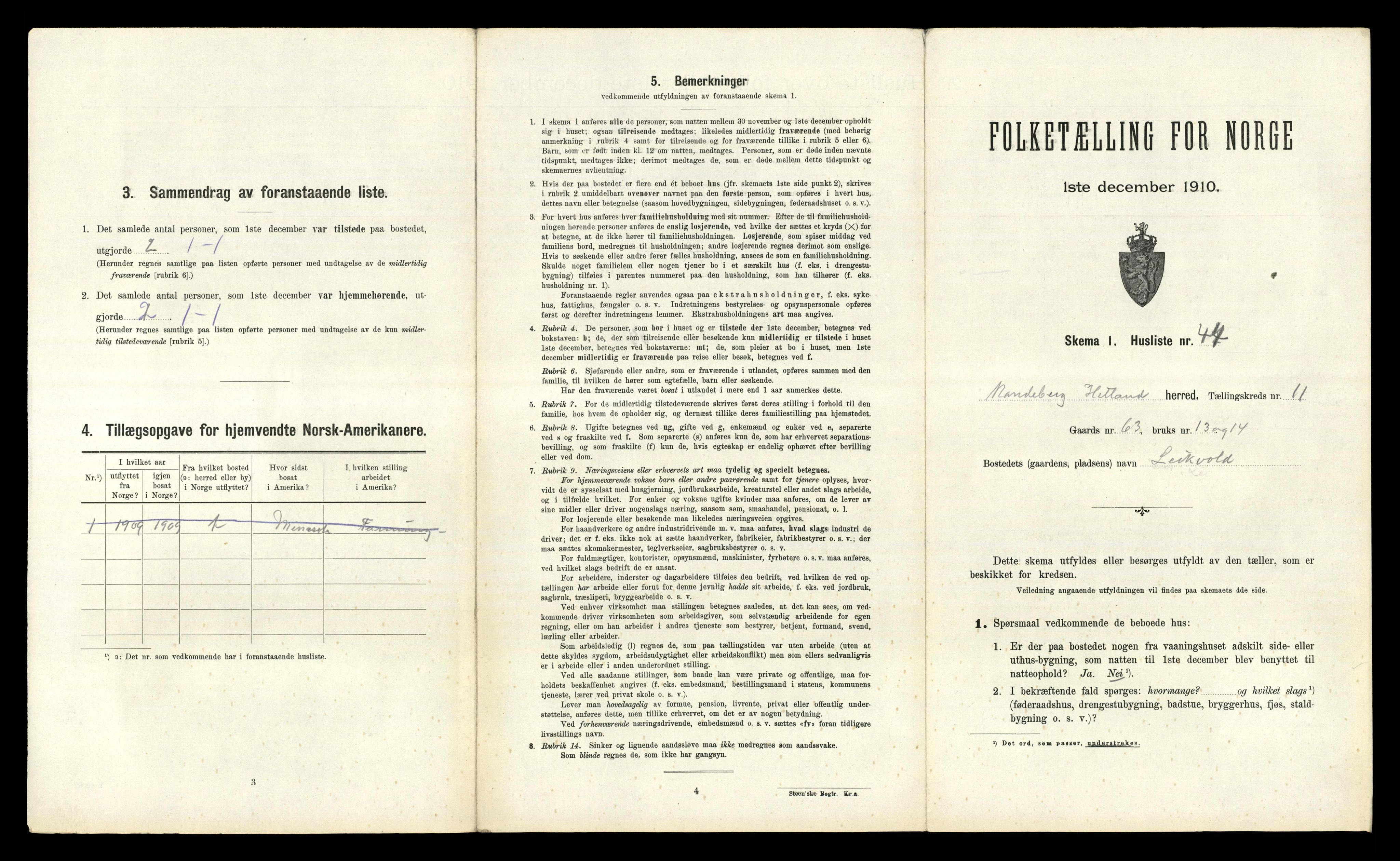 RA, 1910 census for Hetland, 1910, p. 1875