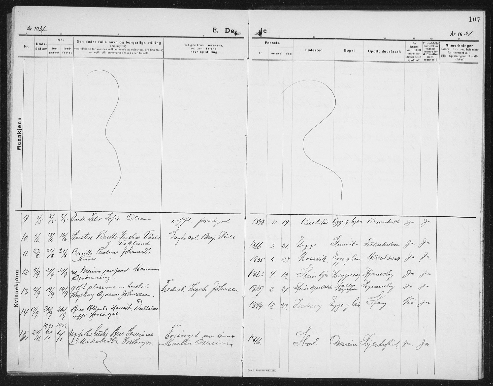 Ministerialprotokoller, klokkerbøker og fødselsregistre - Nord-Trøndelag, SAT/A-1458/740/L0383: Parish register (copy) no. 740C04, 1927-1939, p. 107