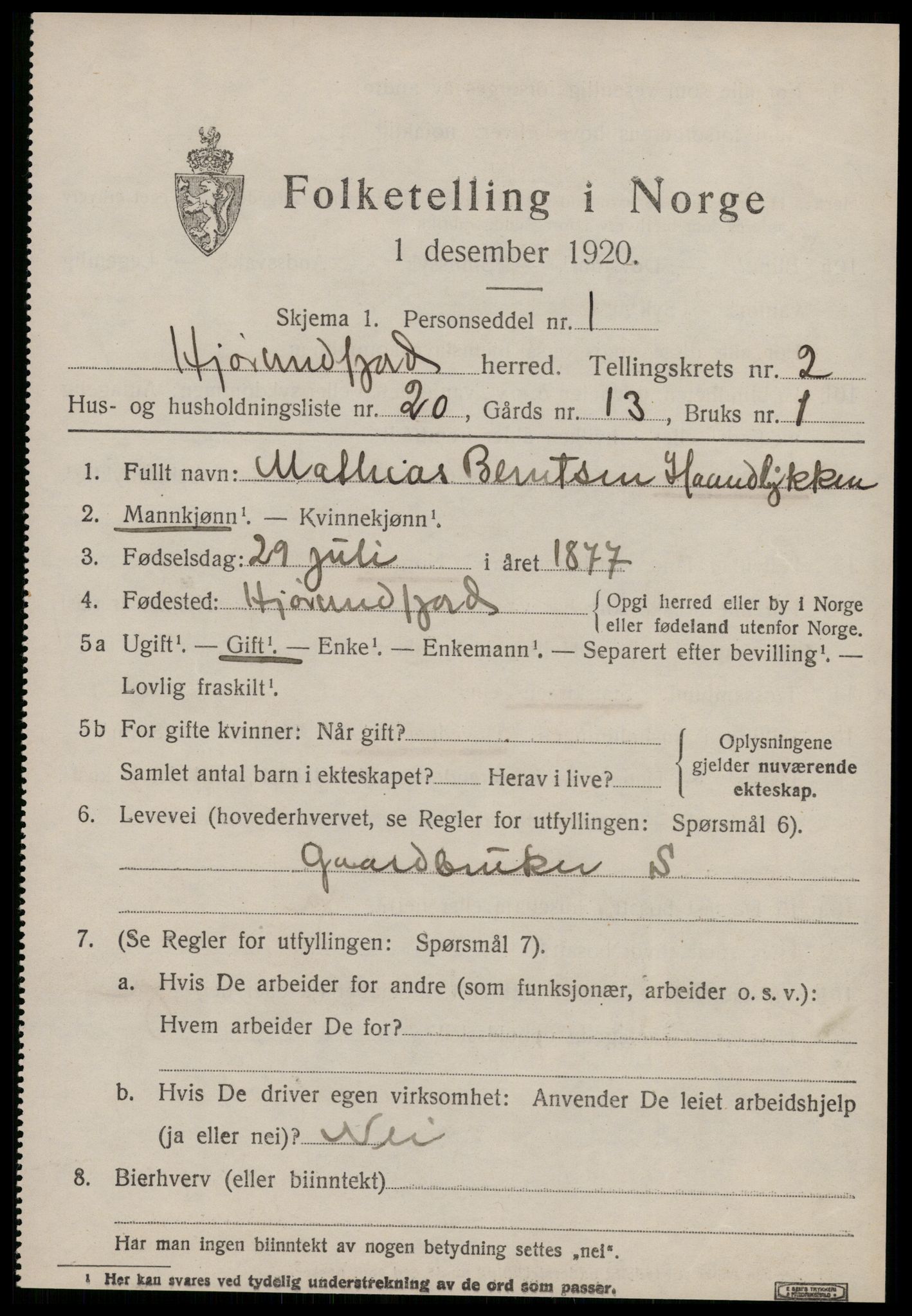 SAT, 1920 census for Hjørundfjord, 1920, p. 1027