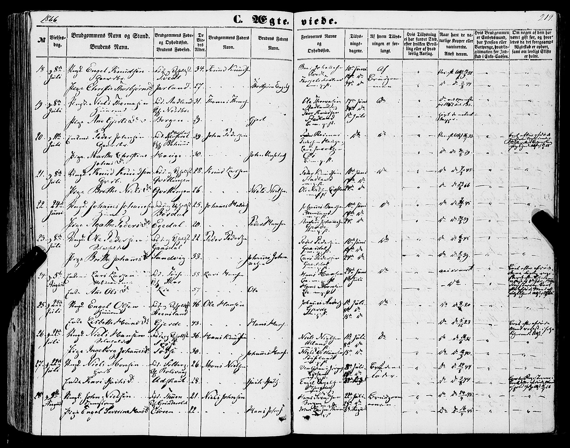 Os sokneprestembete, SAB/A-99929: Parish register (official) no. A 17, 1860-1873, p. 219
