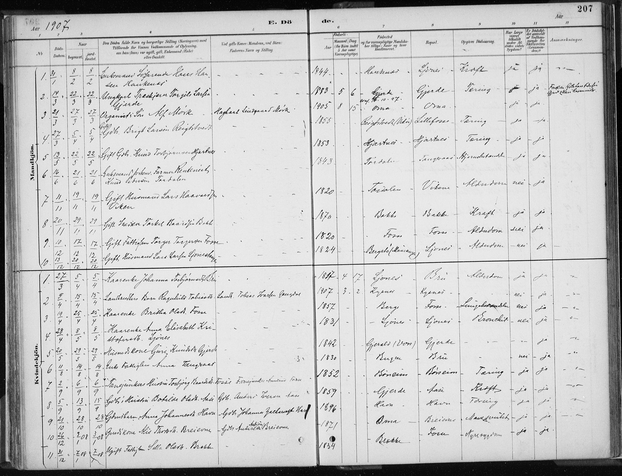 Strandebarm sokneprestembete, AV/SAB-A-78401/H/Haa: Parish register (official) no. B  1, 1886-1908, p. 207