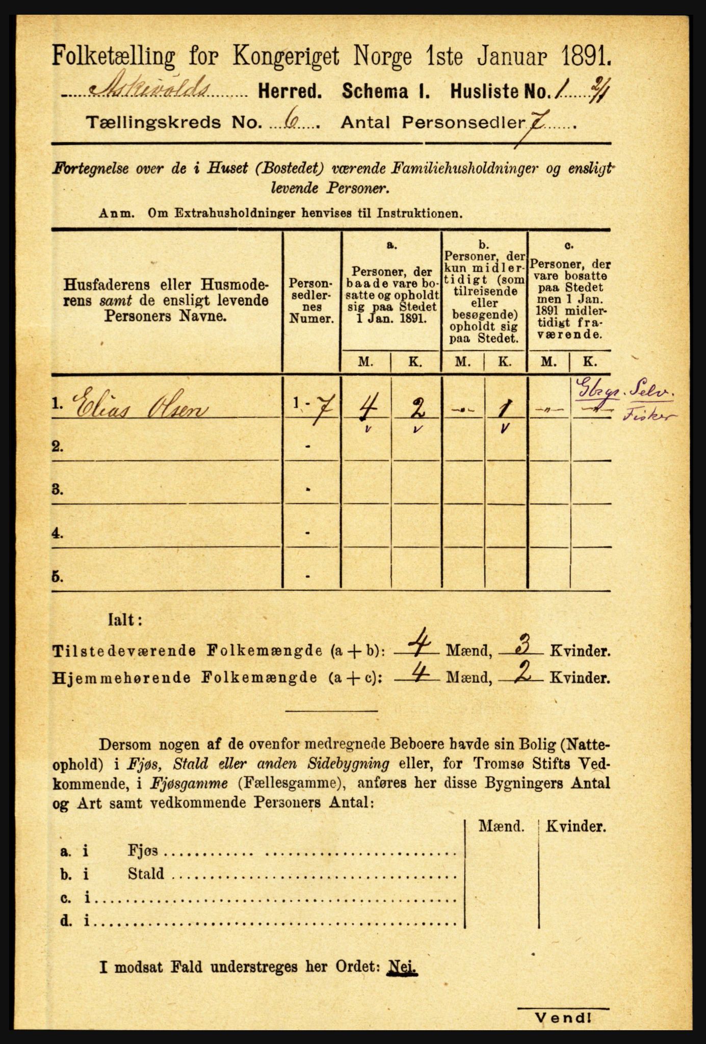 RA, 1891 census for 1428 Askvoll, 1891, p. 1651