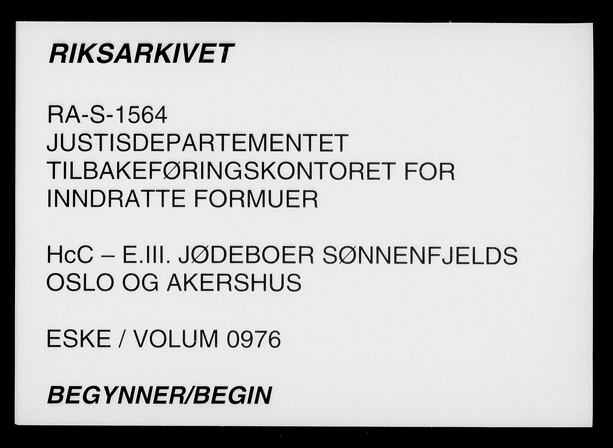 Justisdepartementet, Tilbakeføringskontoret for inndratte formuer, AV/RA-S-1564/H/Hc/Hcc/L0976: --, 1945-1947, p. 1