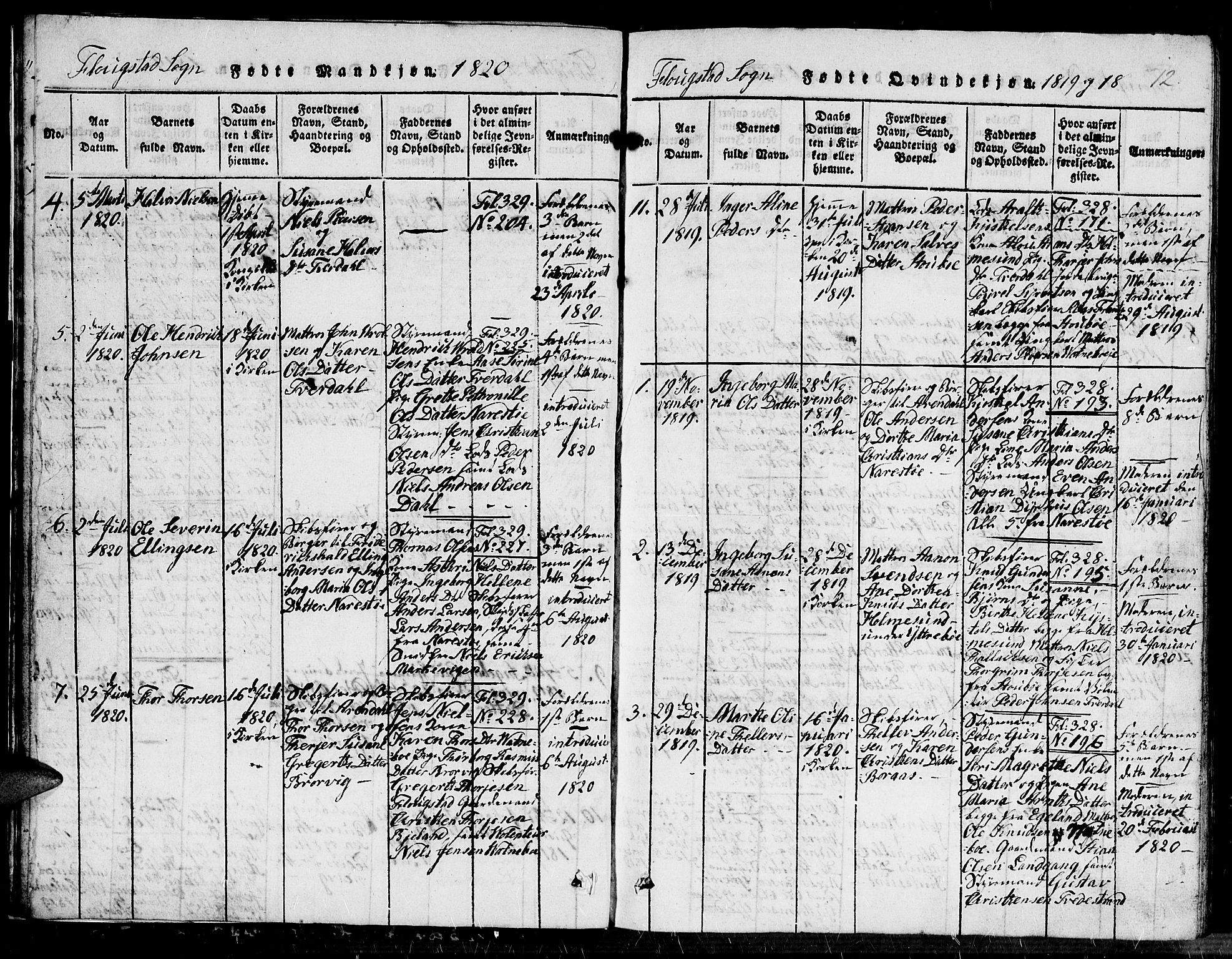 Dypvåg sokneprestkontor, AV/SAK-1111-0007/F/Fb/Fbb/L0001: Parish register (copy) no. B 1, 1816-1850, p. 12