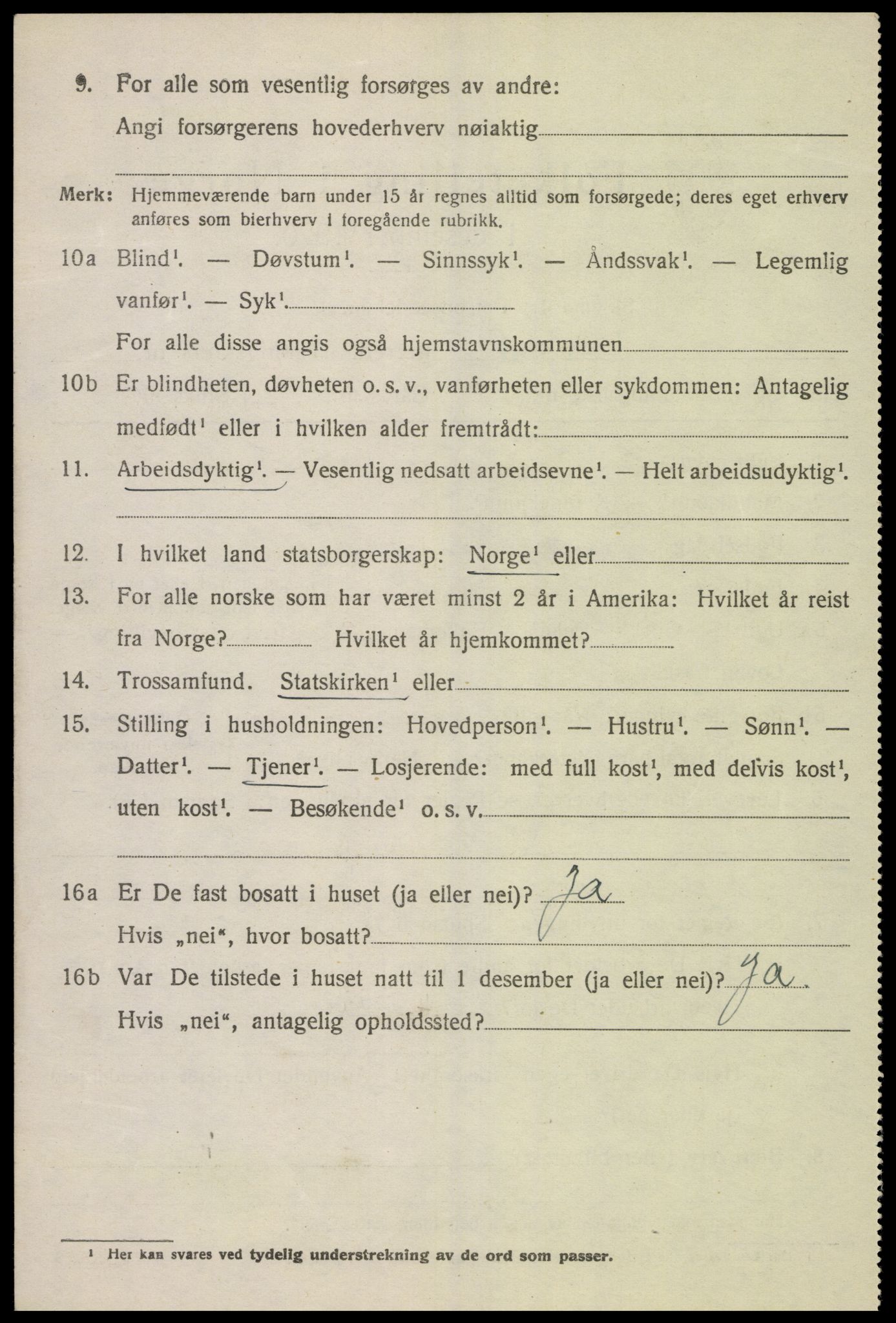 SAK, 1920 census for Lyngdal, 1920, p. 3004