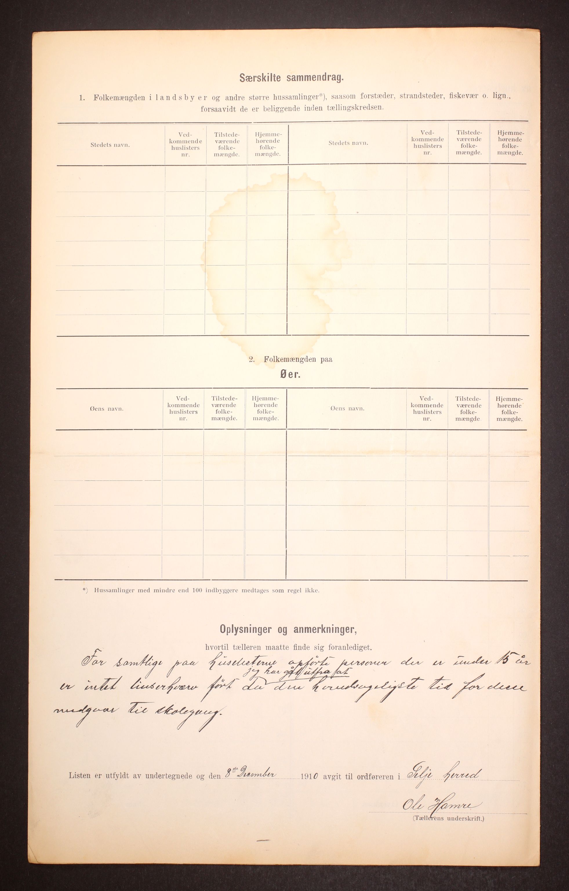 RA, 1910 census for Selje, 1910, p. 6